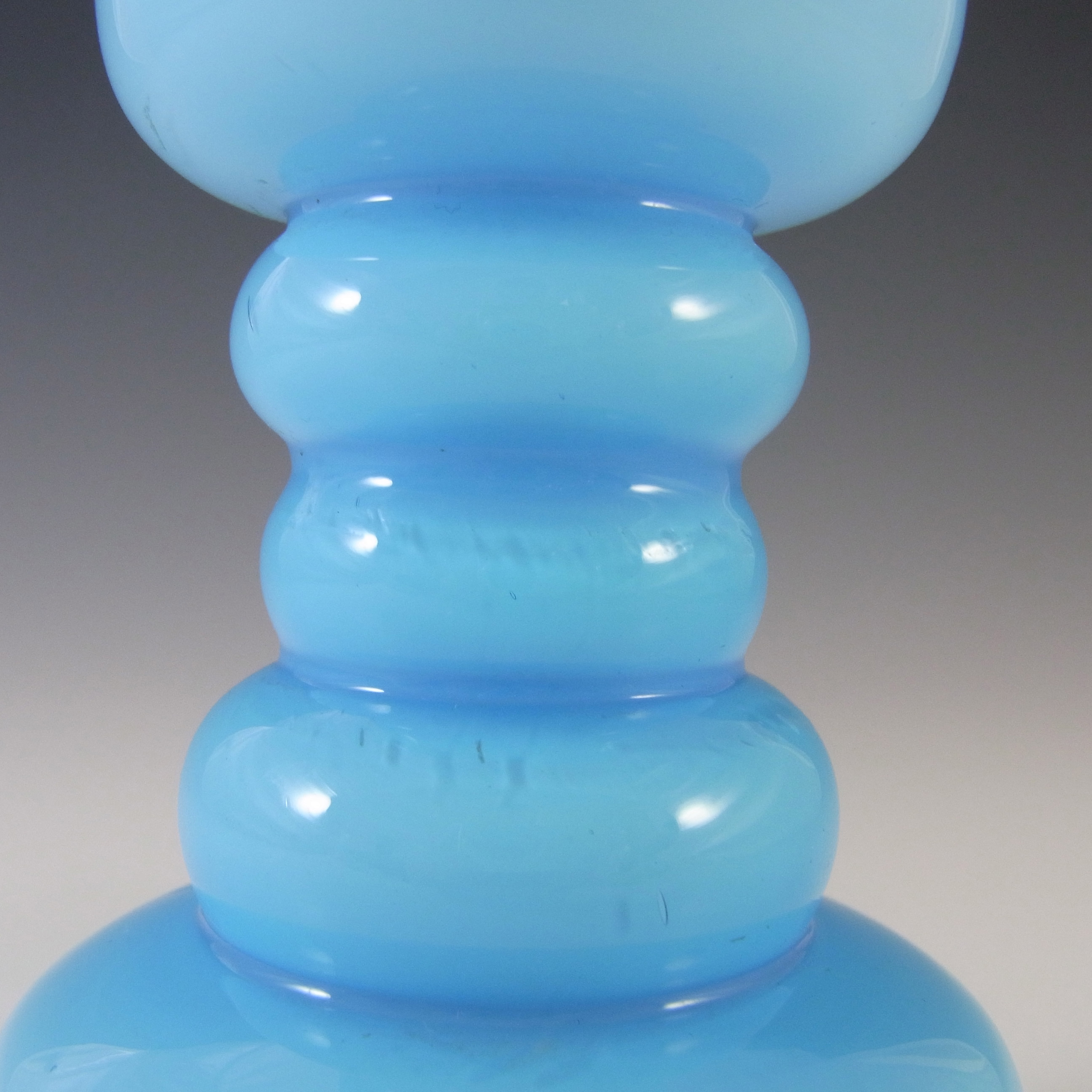 (image for) Scandinavian/Swedish 1970's Blue Hooped Cased Glass Vase - Click Image to Close