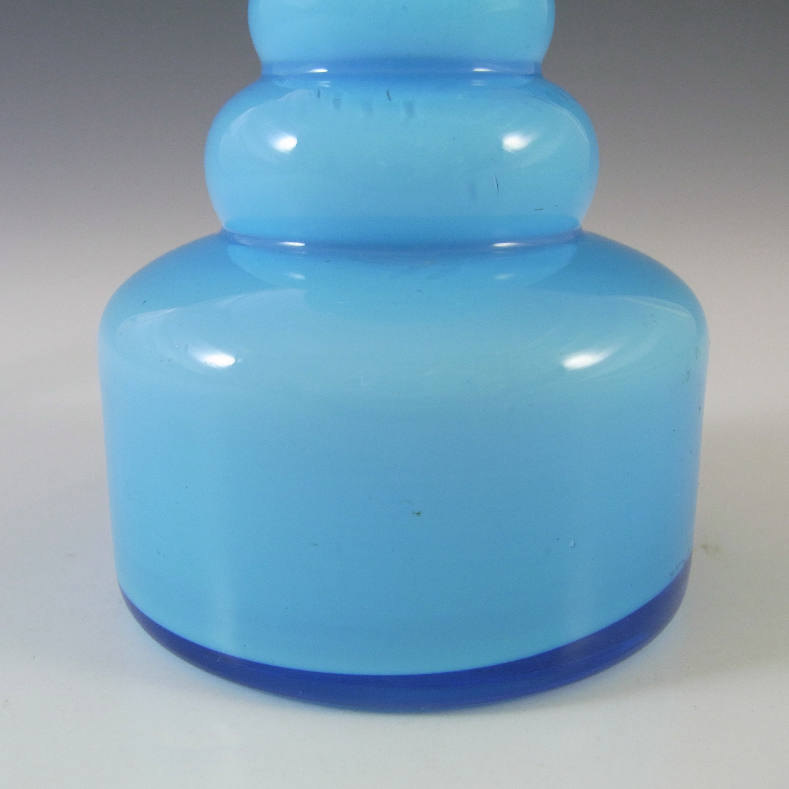 Scandinavian/Swedish 1970's Blue Hooped Cased Glass Vase - Click Image to Close