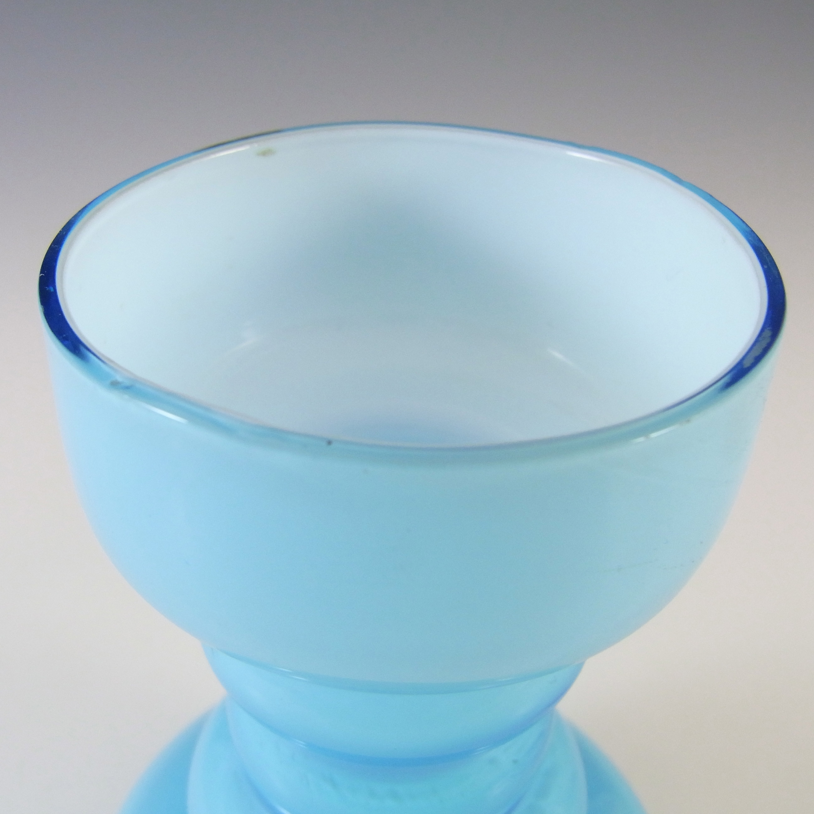 Scandinavian/Swedish 1970's Blue Hooped Cased Glass Vase - Click Image to Close