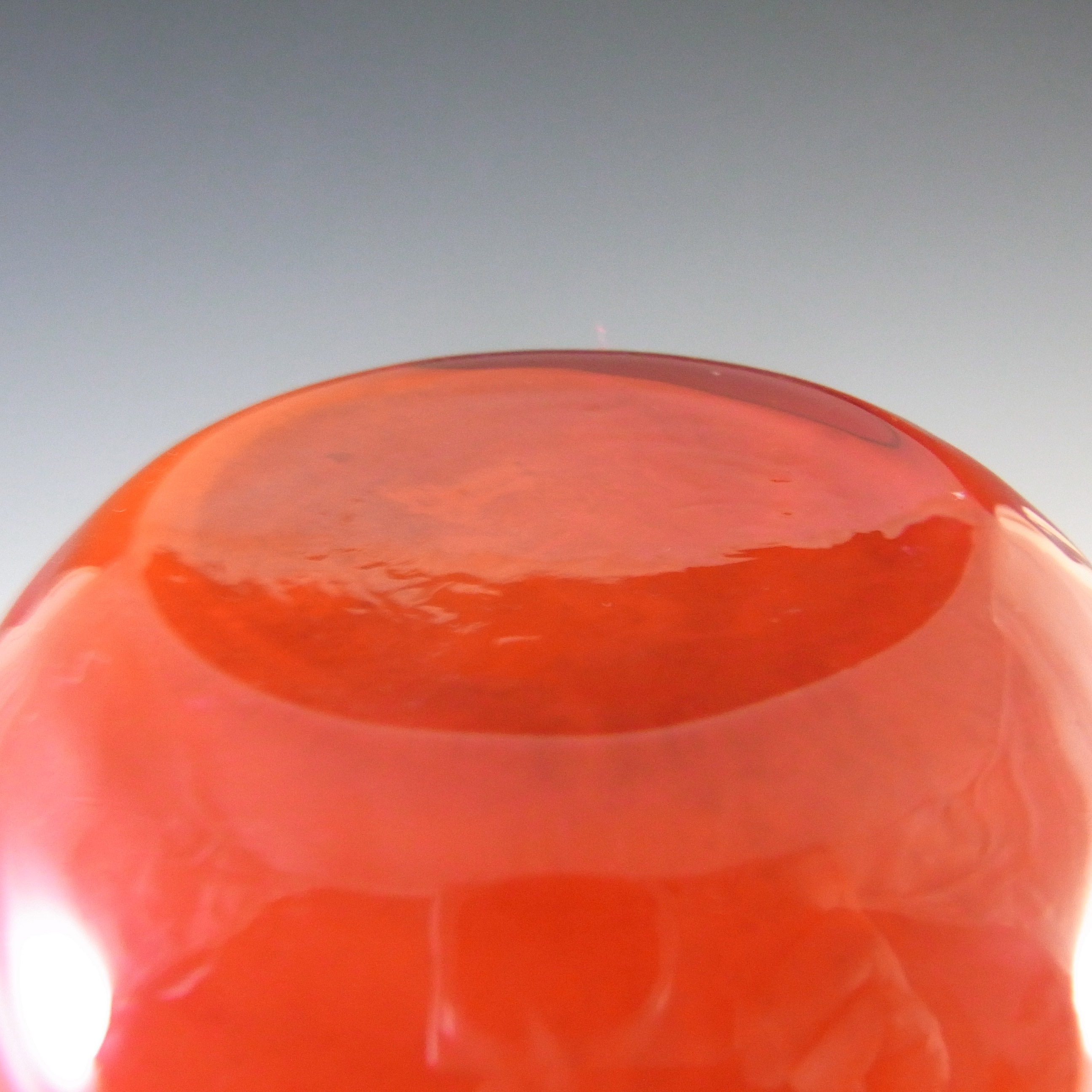 (image for) Empoli Vintage Italian Orange/Red Retro Cased Glass Vase - Click Image to Close
