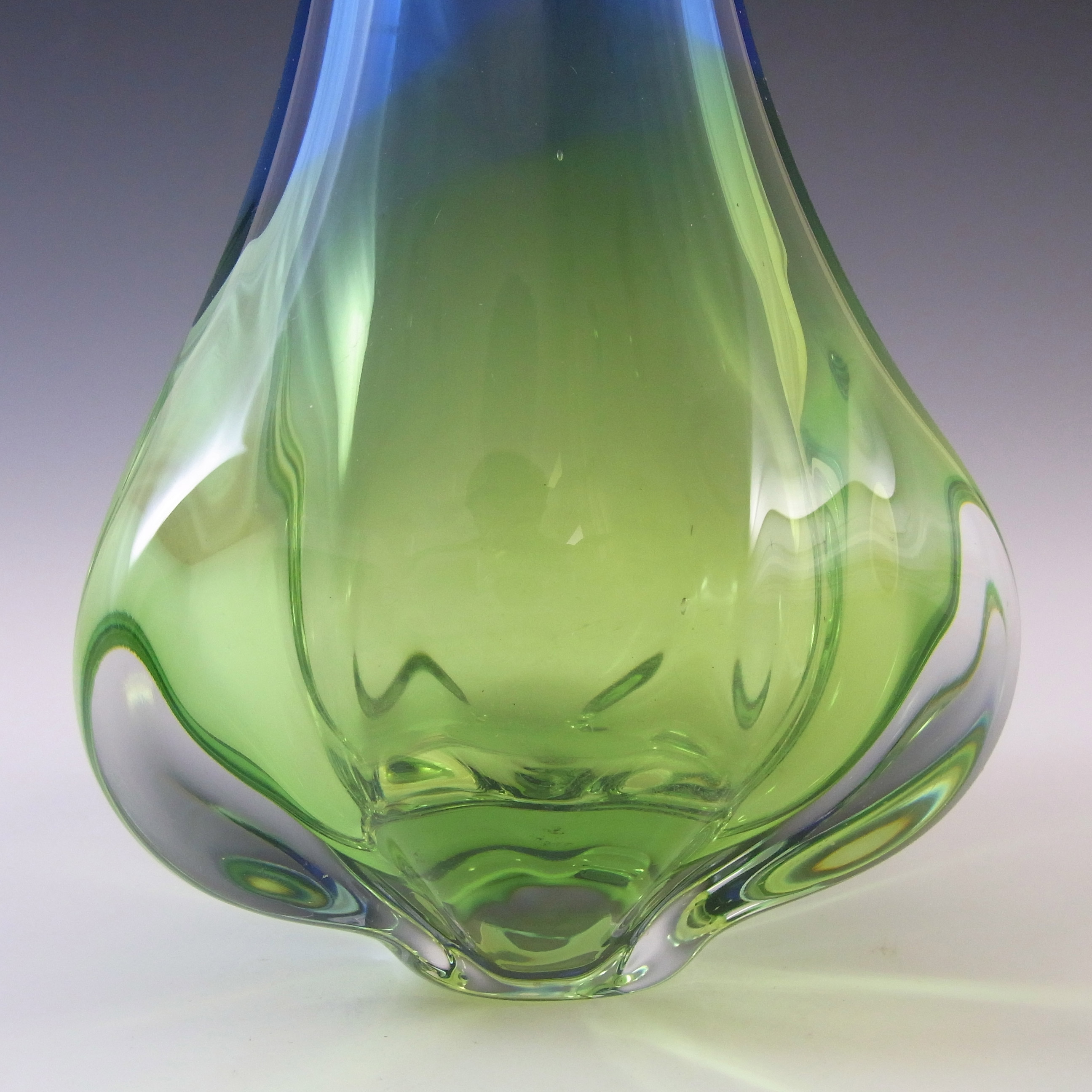 Chřibská Organic Czech Blue & Green Glass Vase - Click Image to Close