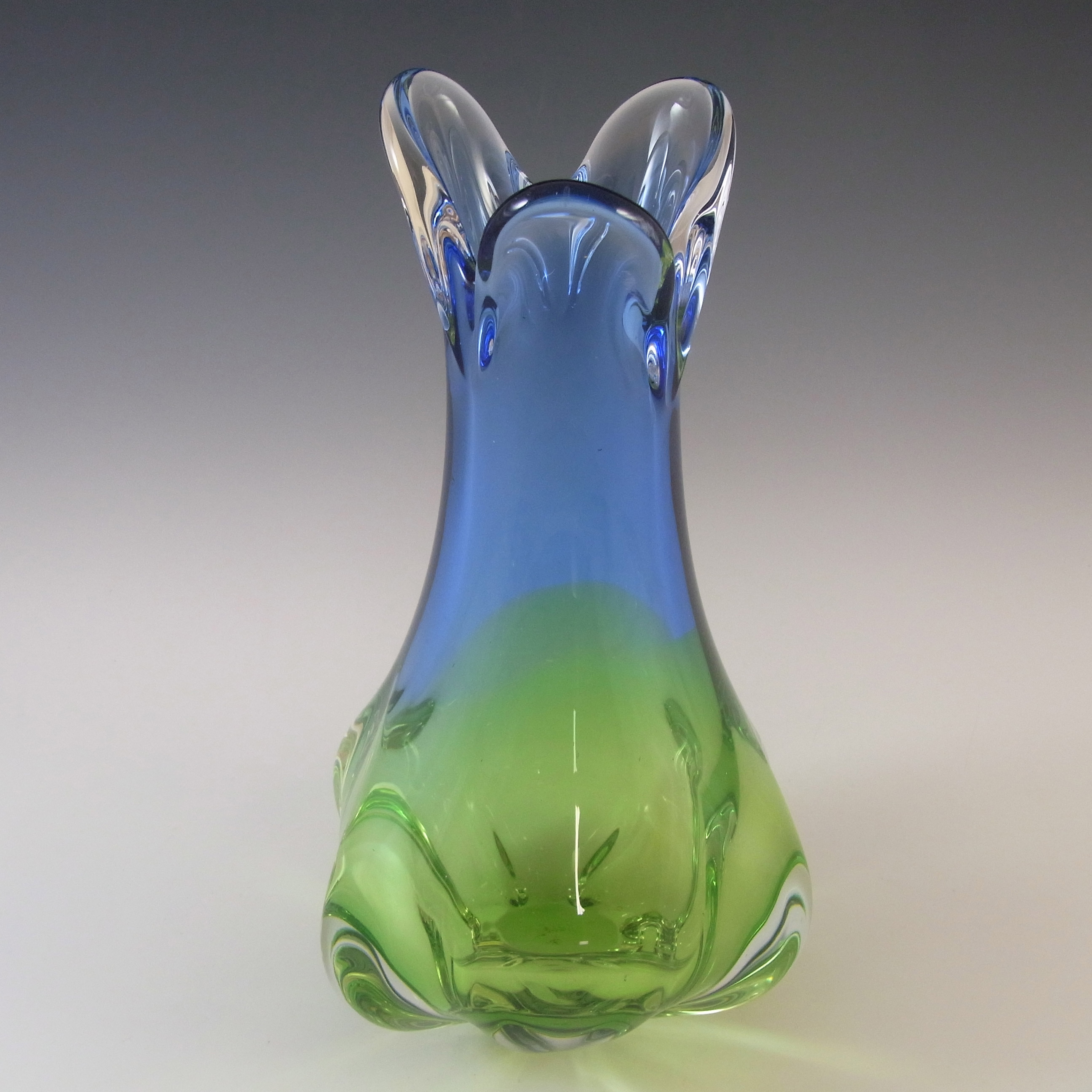 (image for) Chřibská Organic Czech Blue & Green Glass Vase - Click Image to Close