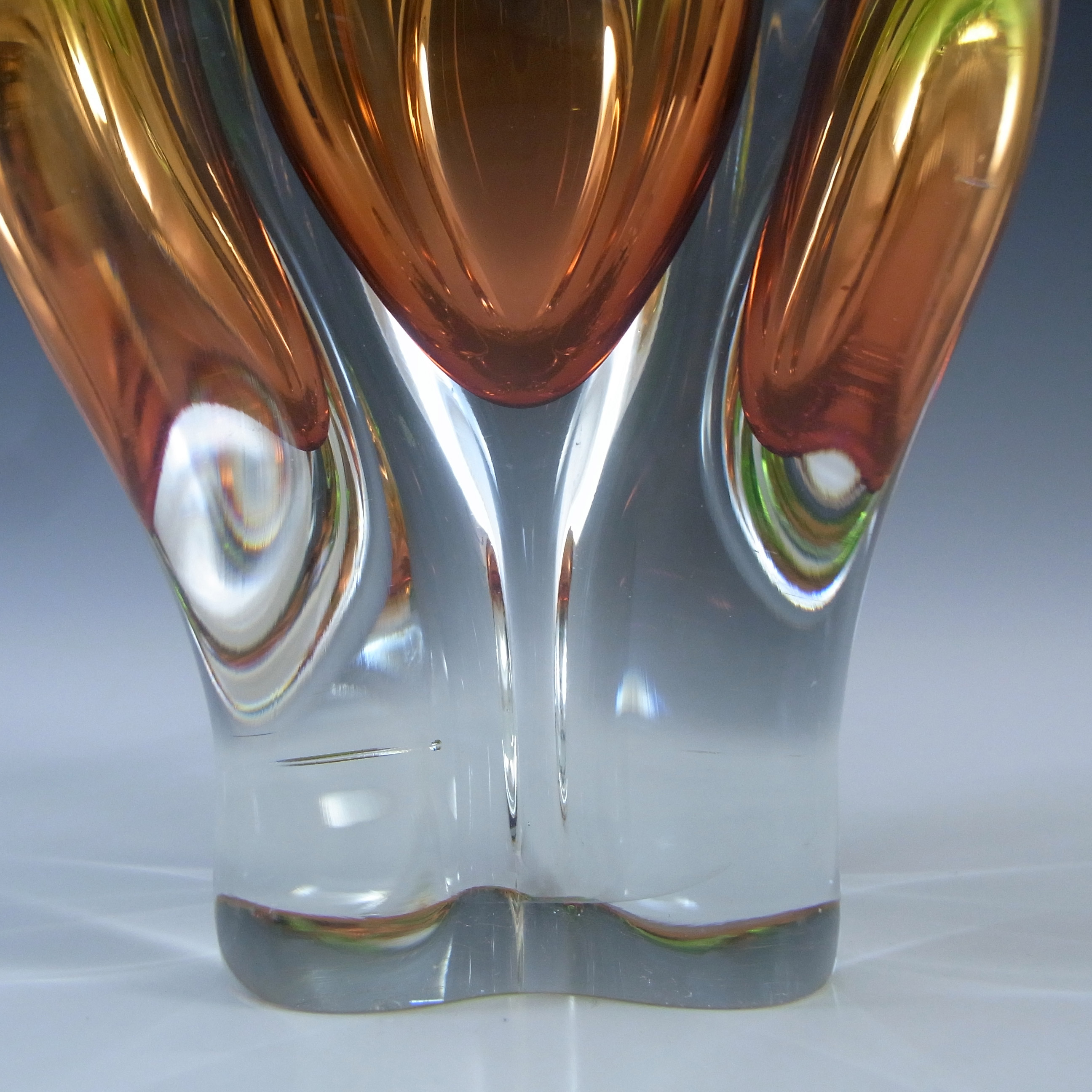 (image for) Chřibská #296/1/26 Green & Orange Glass Vase - Click Image to Close