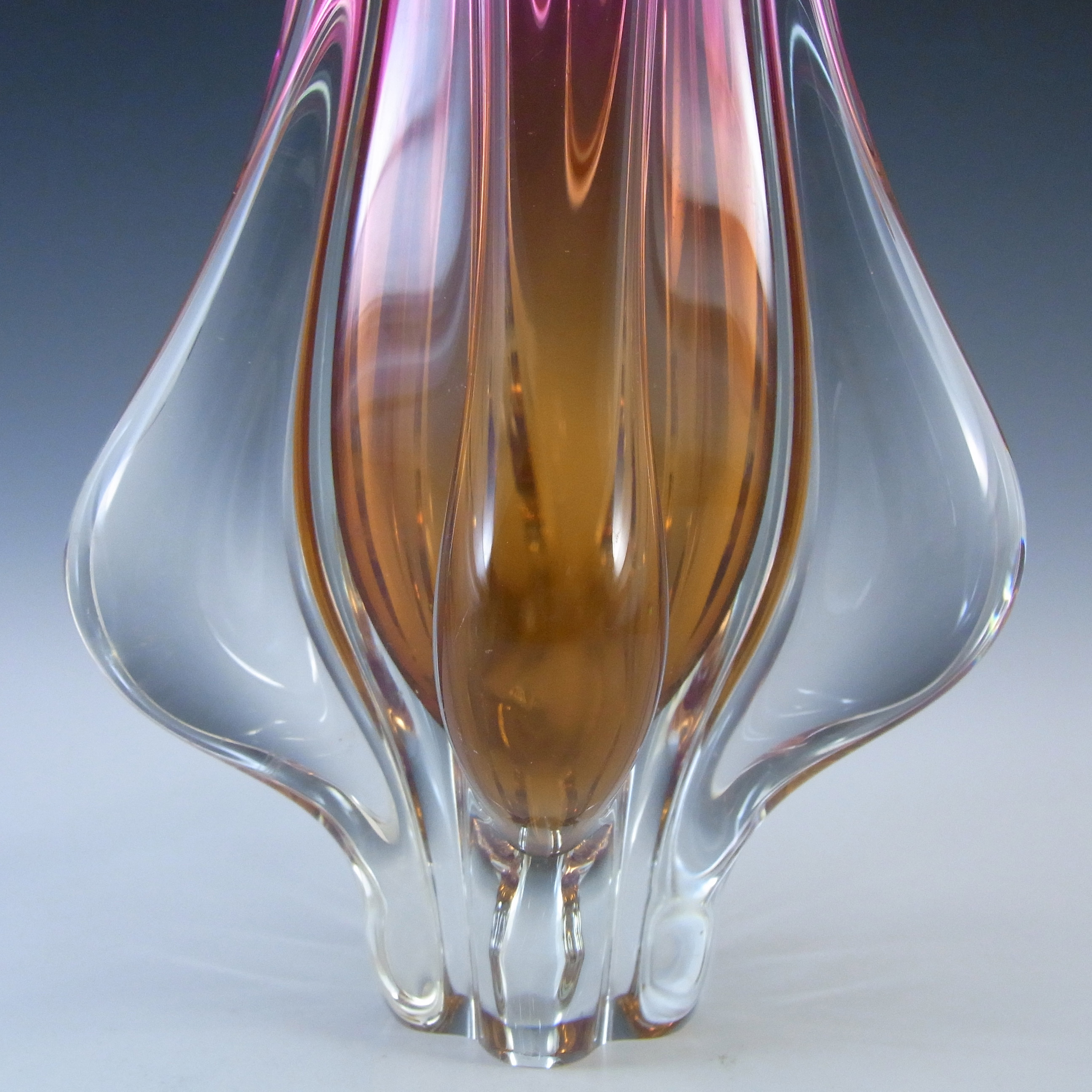 (image for) Chřibská #119/3/24 Pink & Orange Glass Vase - Click Image to Close