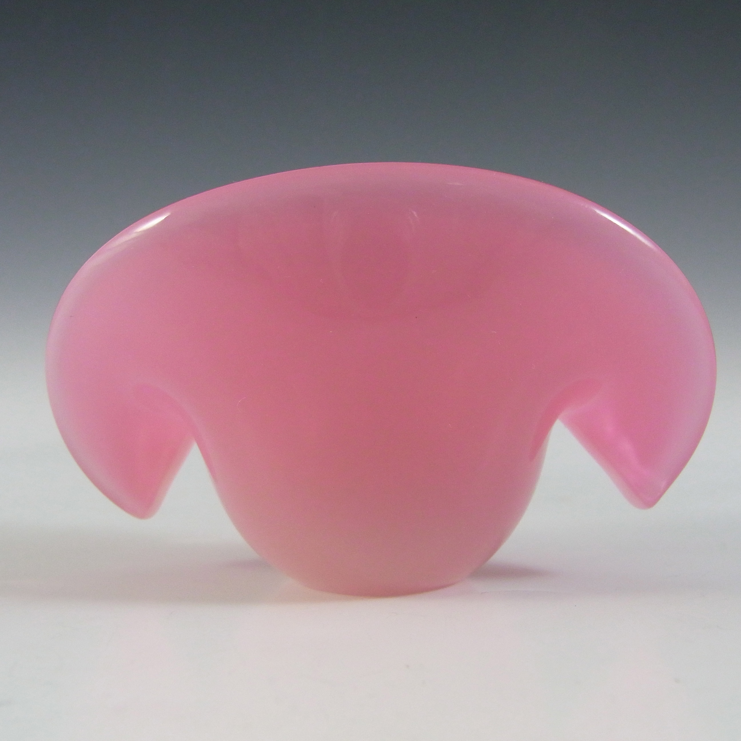 Murano Vintage Alabastro Pink & White Glass Clam Bowl/Vase - Click Image to Close