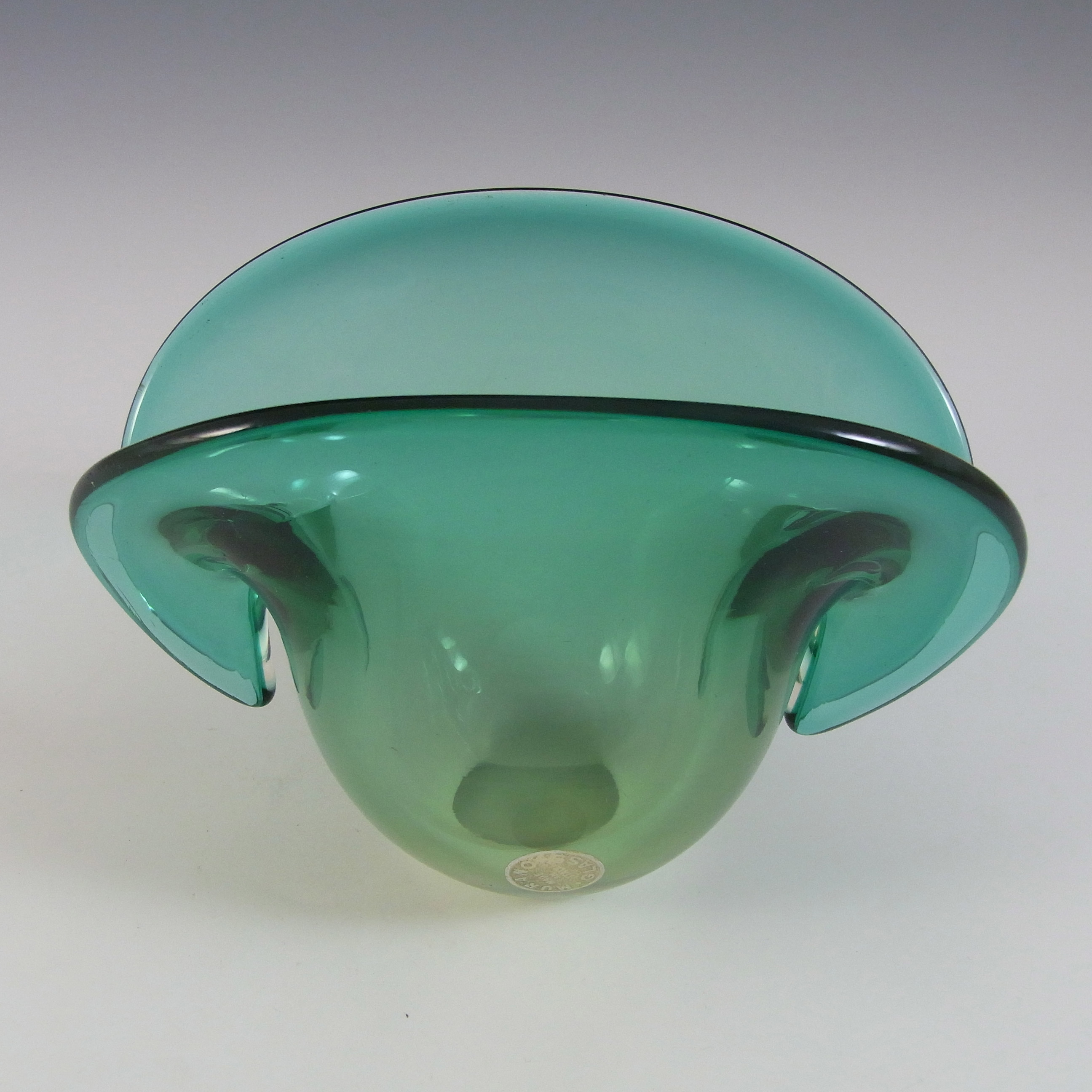 (image for) Seguso Dalla Venezia Murano Green Glass Clam Bowl/Vase - Click Image to Close
