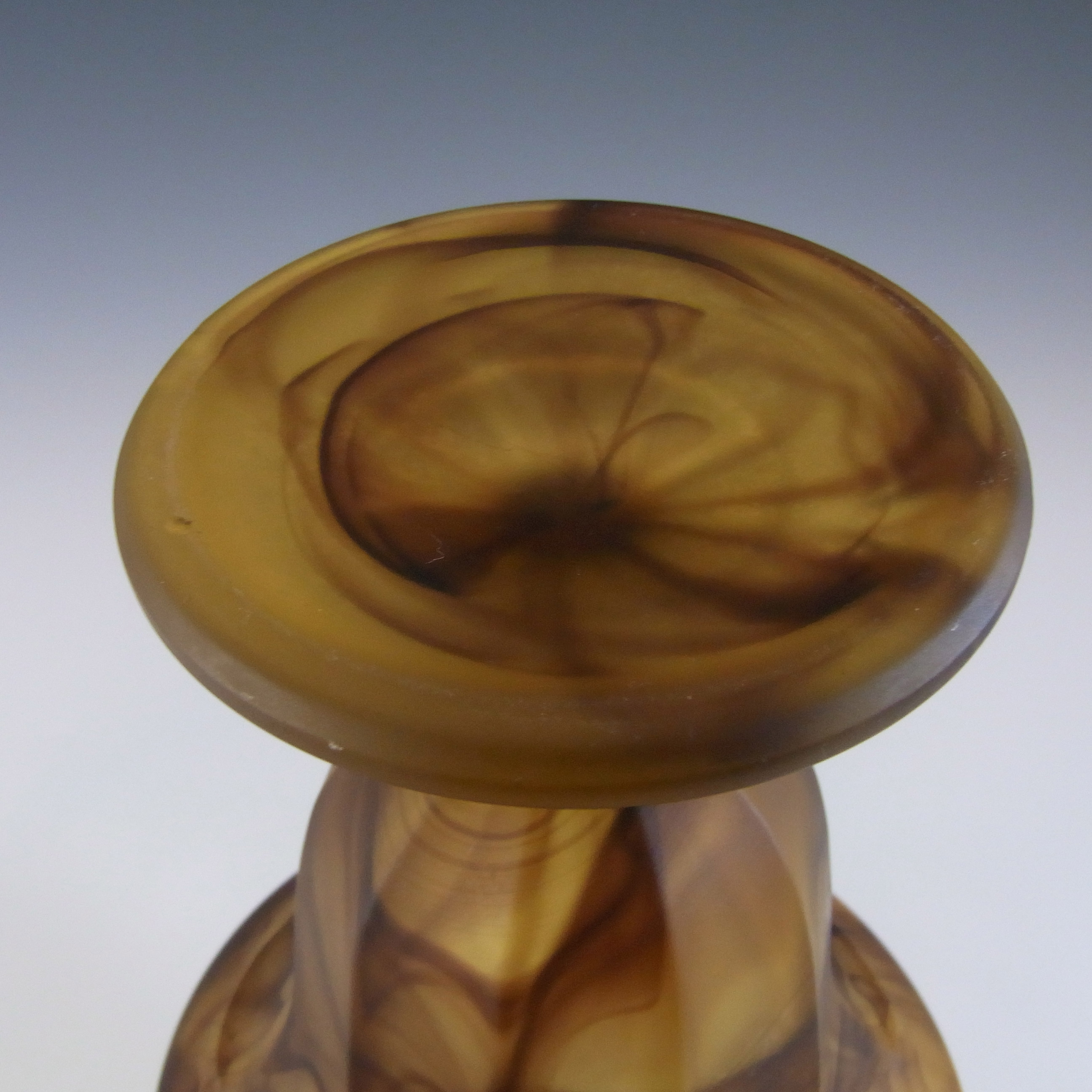 Davidson Art Deco Frosted/Satin Amber Cloud Glass Vase #294 - Click Image to Close