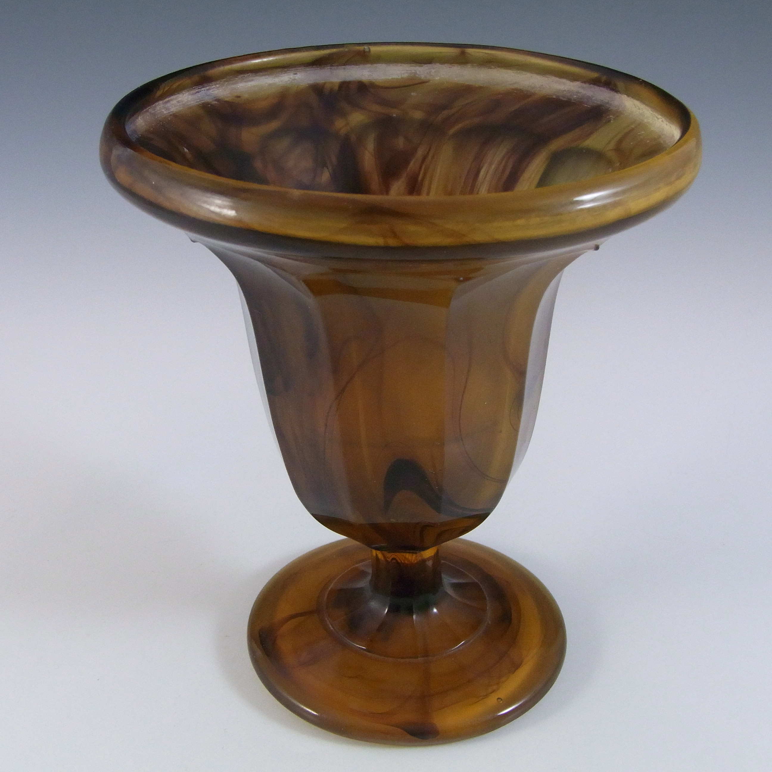 Davidson Vintage Art Deco Amber Cloud Glass Vase #294 - Click Image to Close