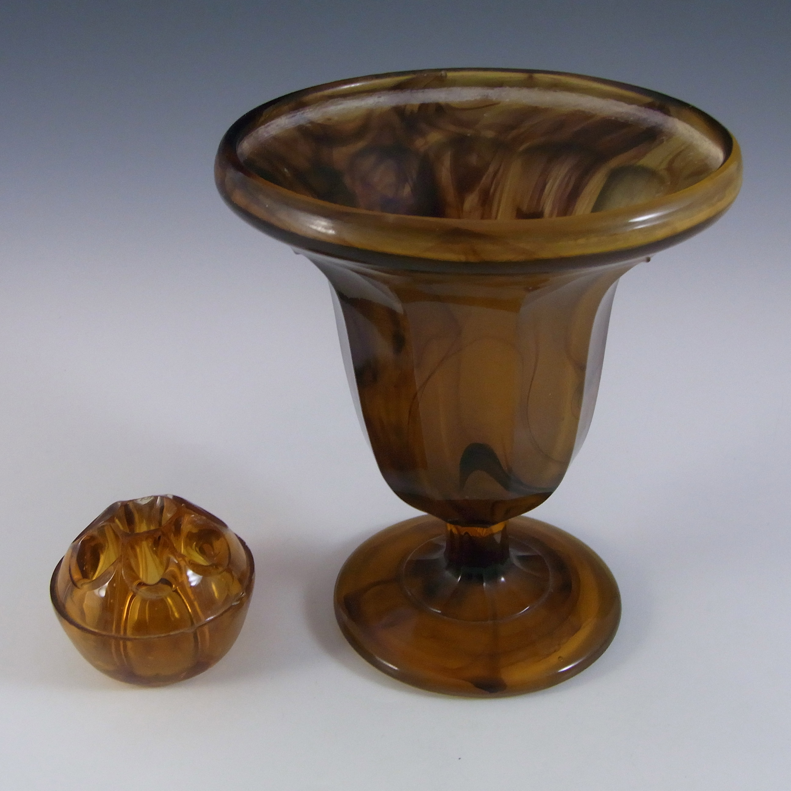 (image for) Davidson Vintage Art Deco Amber Cloud Glass Vase #294 - Click Image to Close