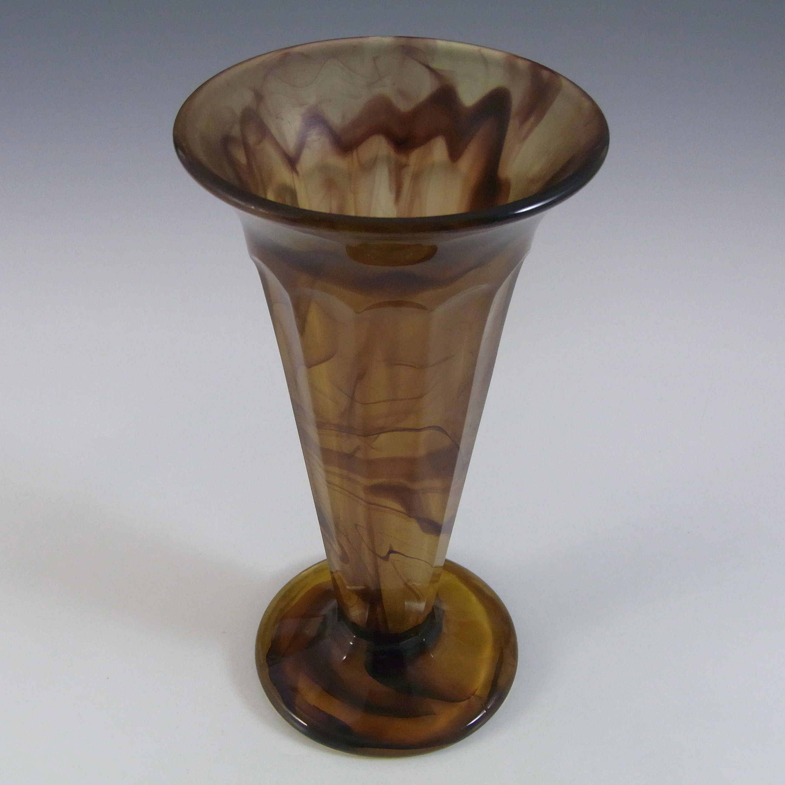(image for) Davidson #51 Vintage 7.25" Art Deco Amber Cloud Glass Vase - Click Image to Close