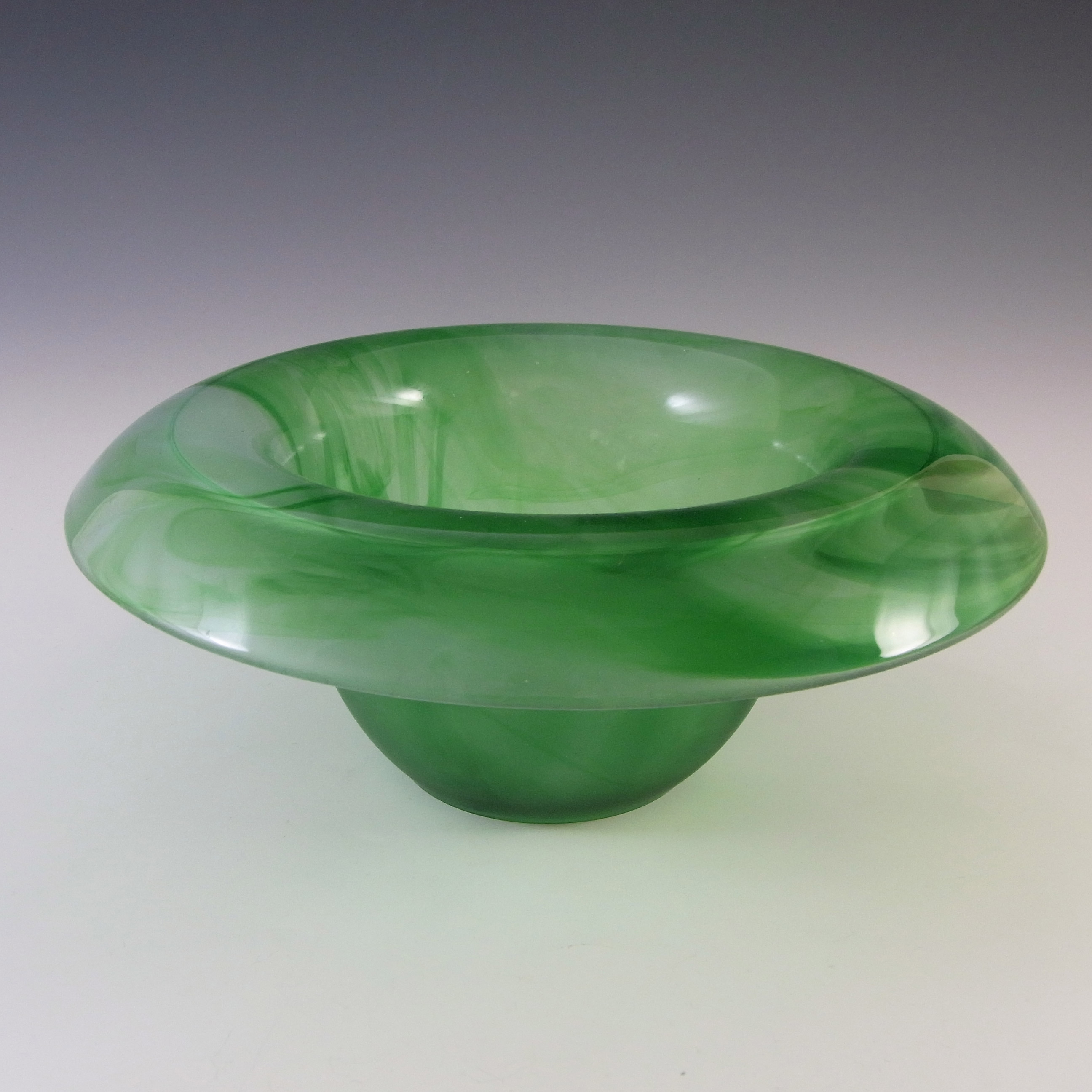 (image for) Davidson #34SD Vintage Art Deco Green Cloud Glass Bowl - Click Image to Close