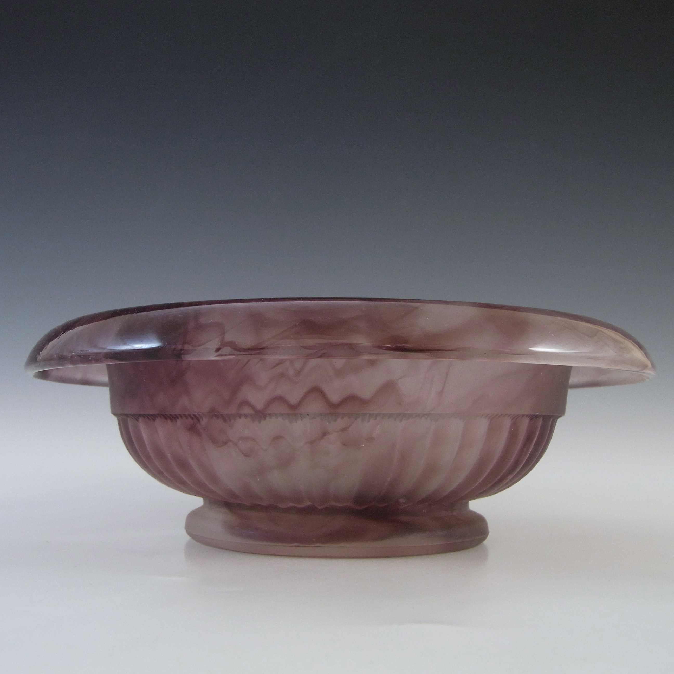 (image for) Davidson #1910SD Vintage Art Deco Purple Cloud Glass Bowl - Click Image to Close