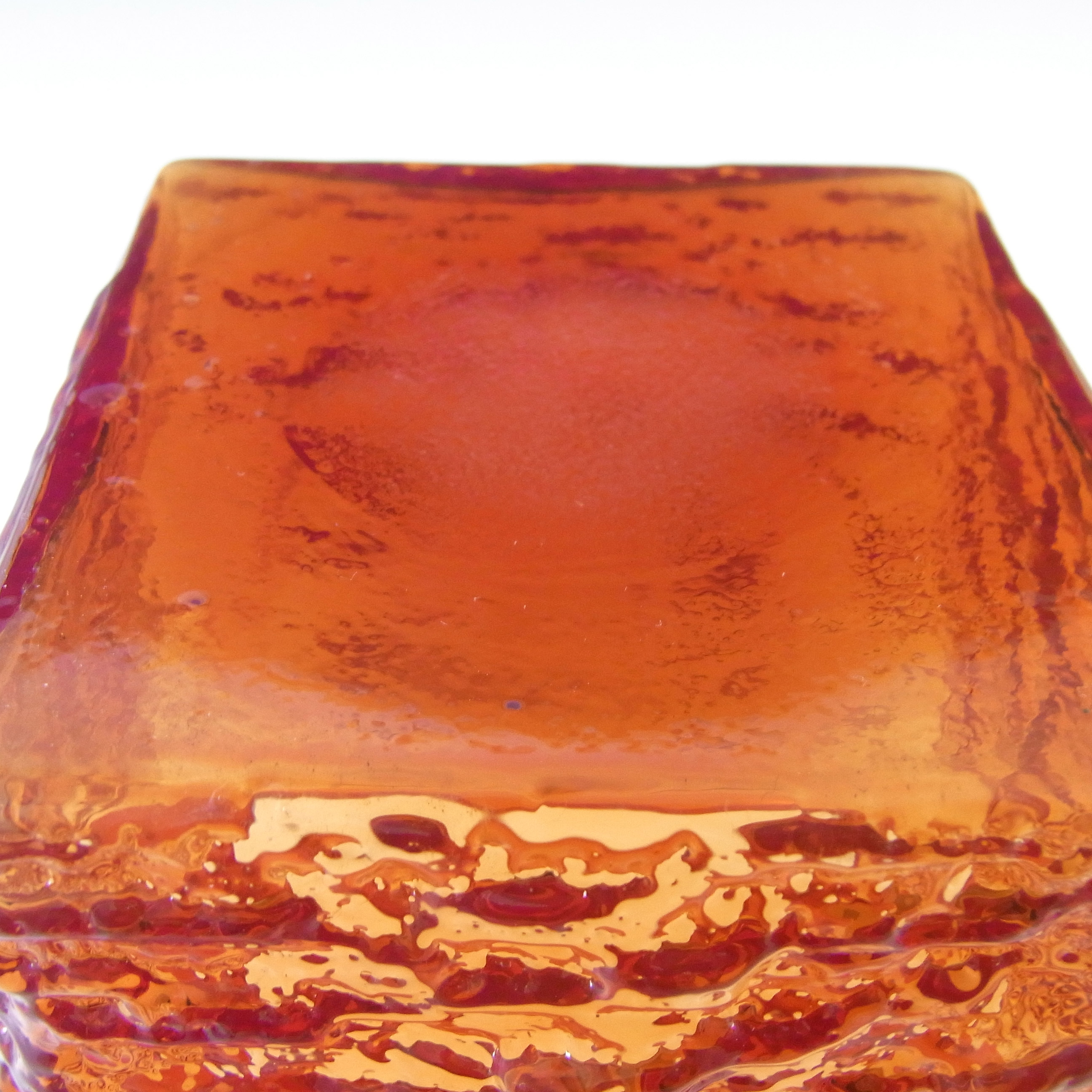 Dartington #FT101 Flame Red Glass Bark Vase by Frank Thrower - Click Image to Close
