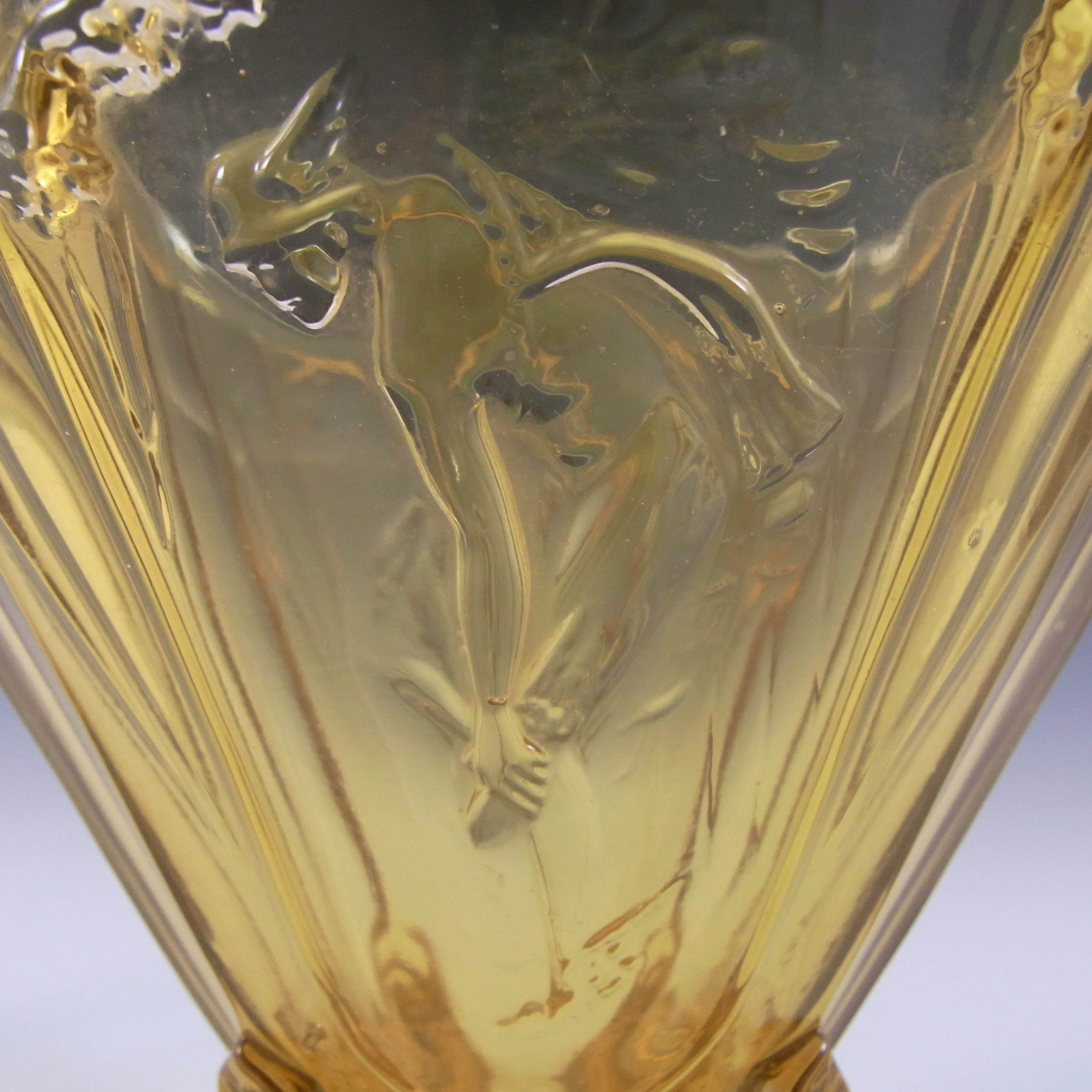 Sowerby #2566 Art Deco 1930's Amber Glass 'Mercury' Vase - Click Image to Close