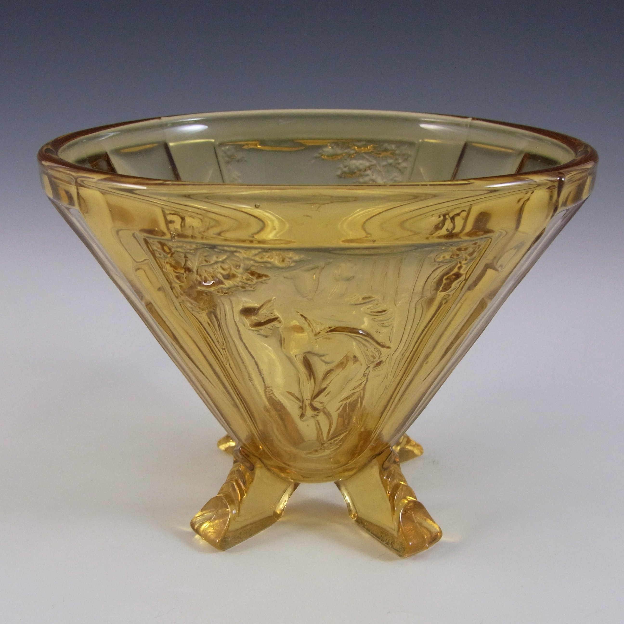 (image for) Sowerby #2566 Art Deco 1930's Amber Glass 'Mercury' Vase - Click Image to Close