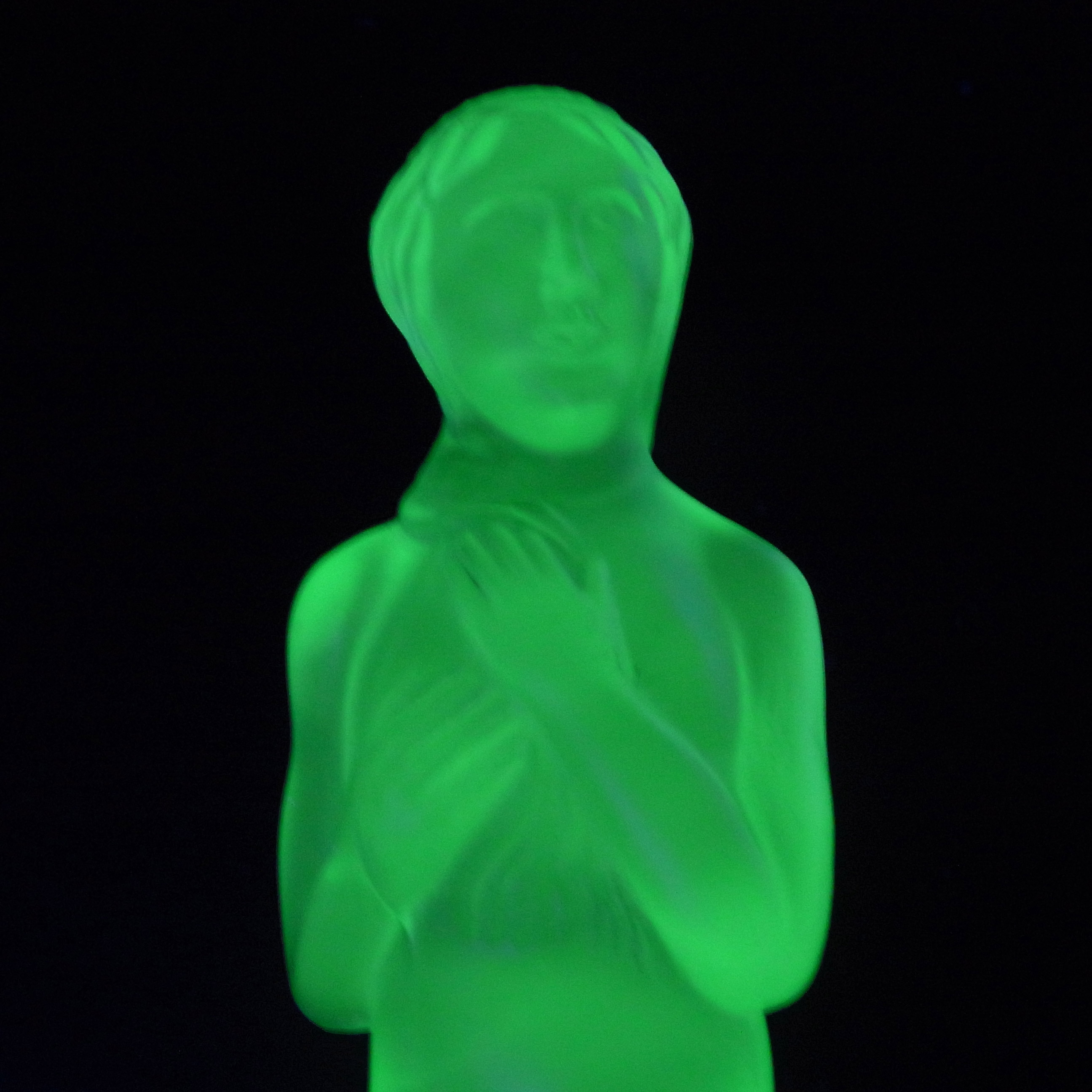 LARGE Art Deco Uranium Green Glass Nude Lady Figurine - Click Image to Close