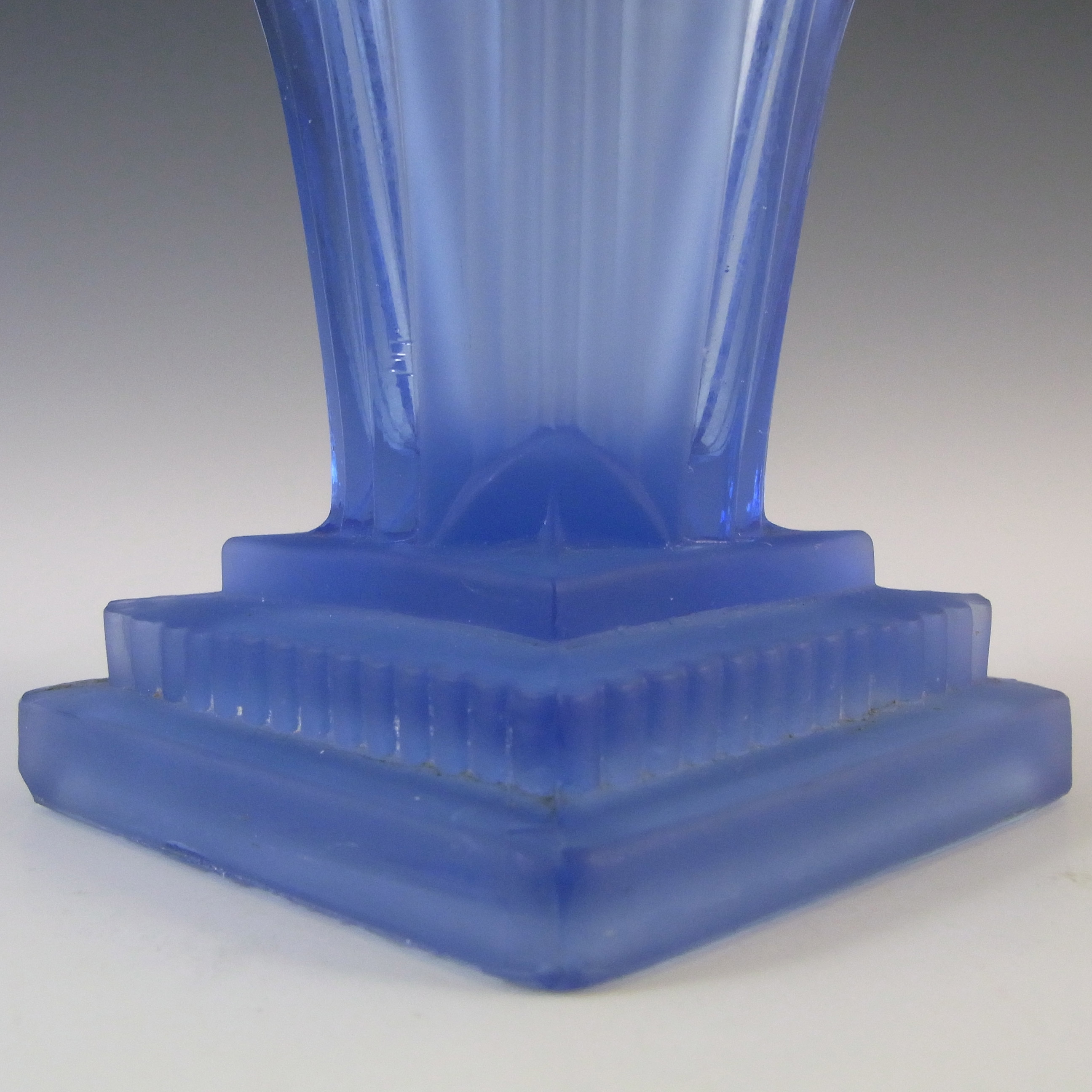 (image for) Walther & Söhne 1930's Art Deco Blue Glass 'Greta' Vase - Click Image to Close