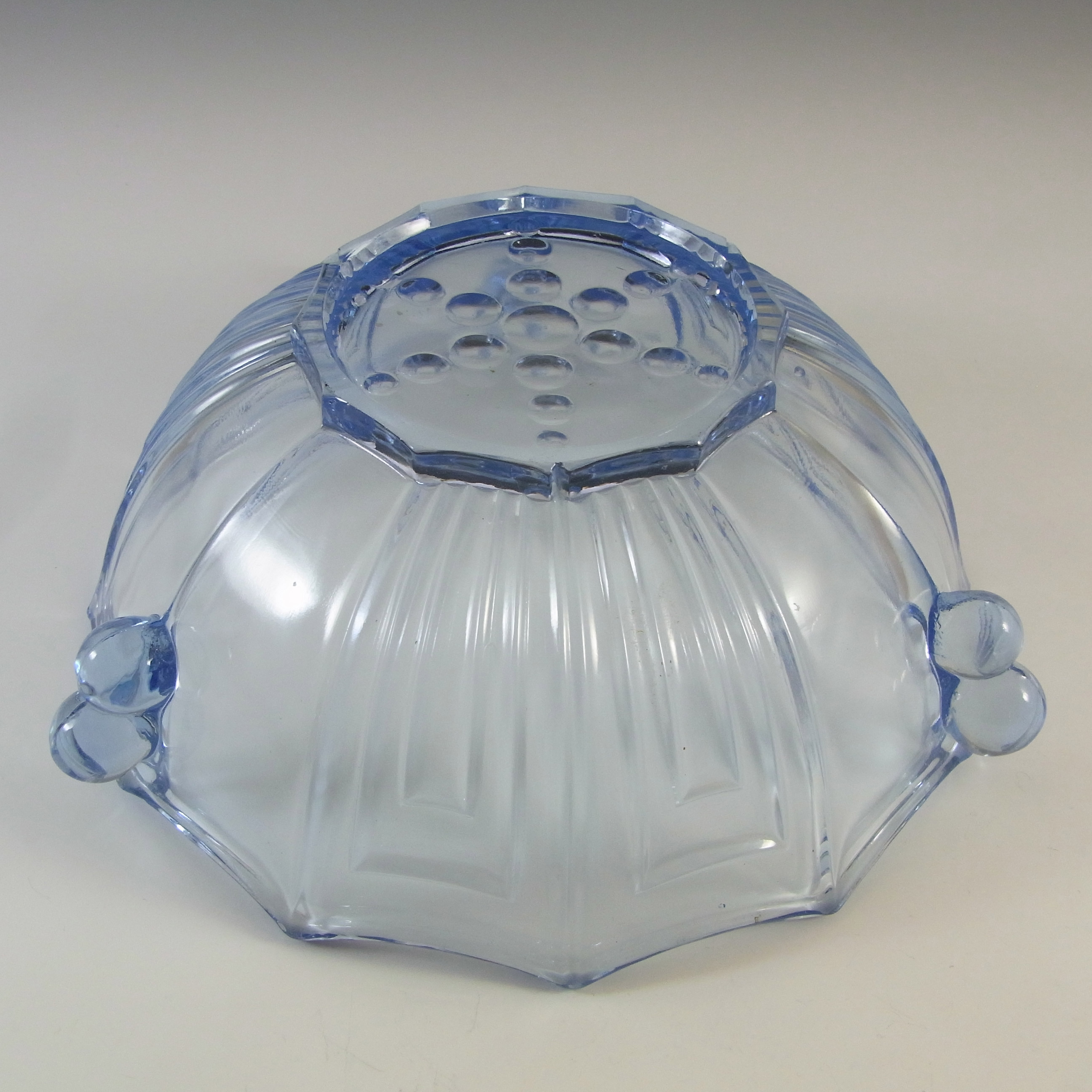 (image for) Czech Vintage Art Deco 1930's Large Blue Glass Bowl - Click Image to Close