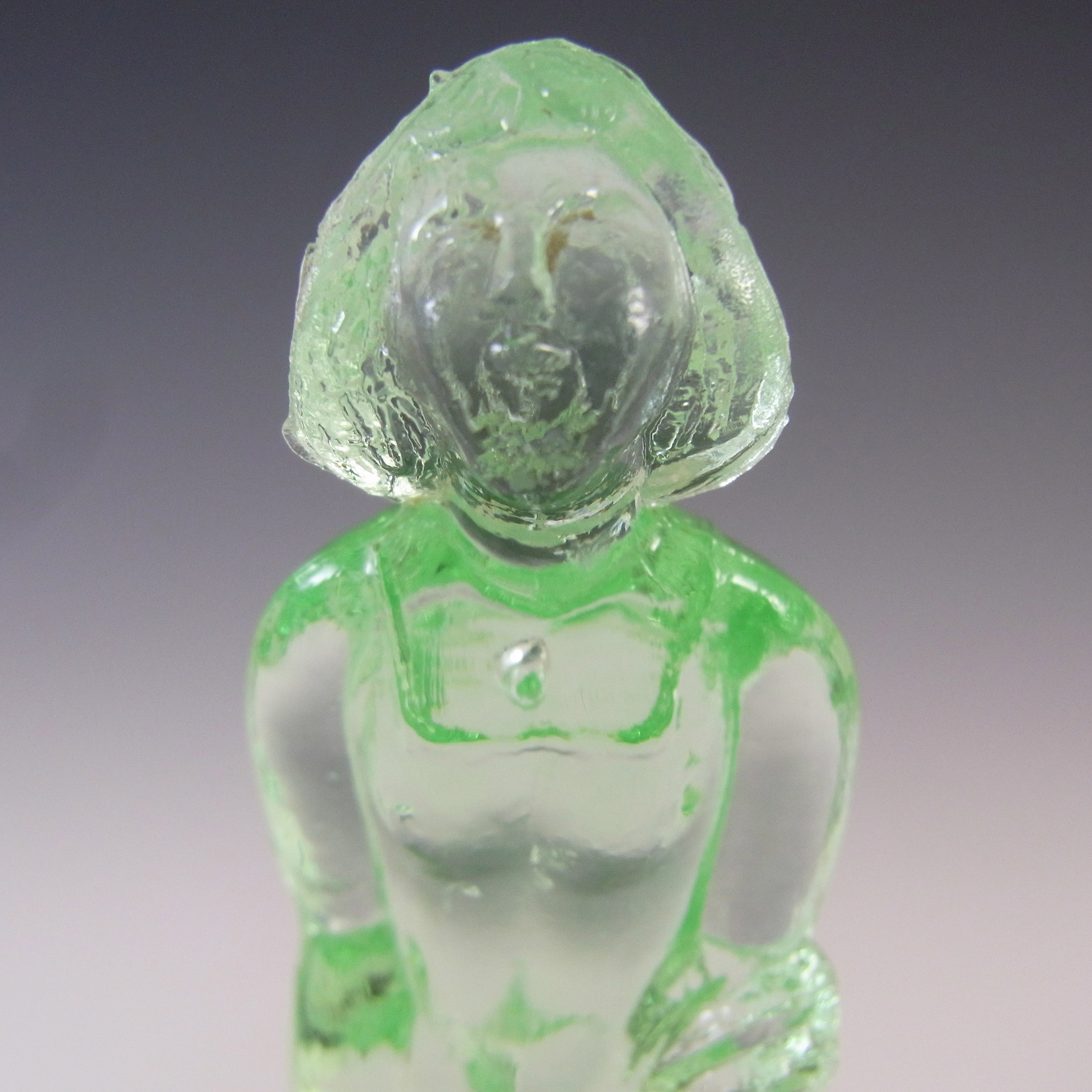 (image for) Müller & Co 'September Morn' Art Deco Green Glass Lady Figurine - Click Image to Close