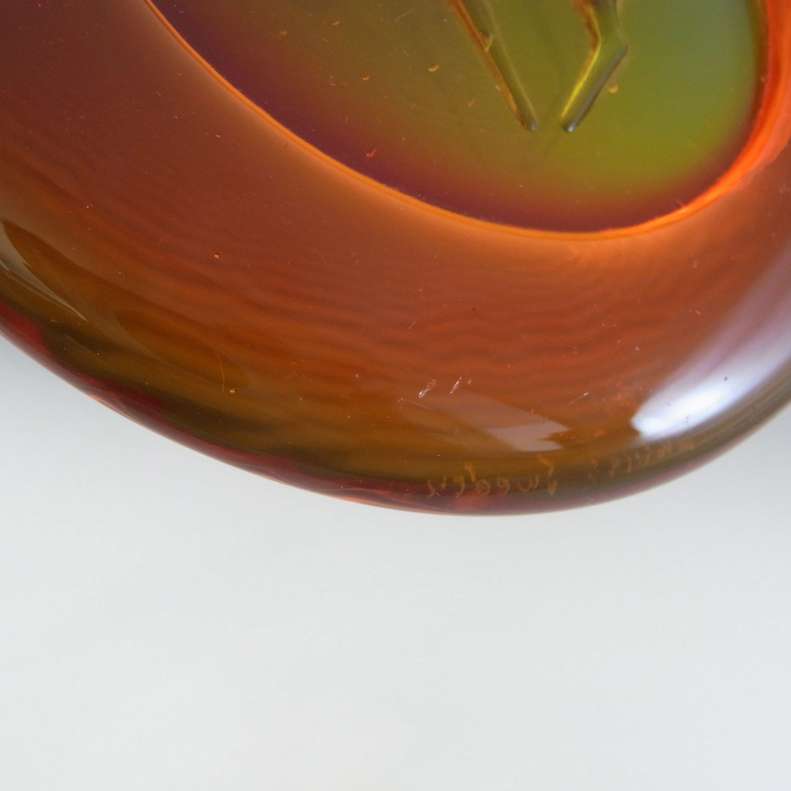 (image for) SIGNED Ekenas Orange Vintage Glass 'Capricorn' Suncatcher - Click Image to Close