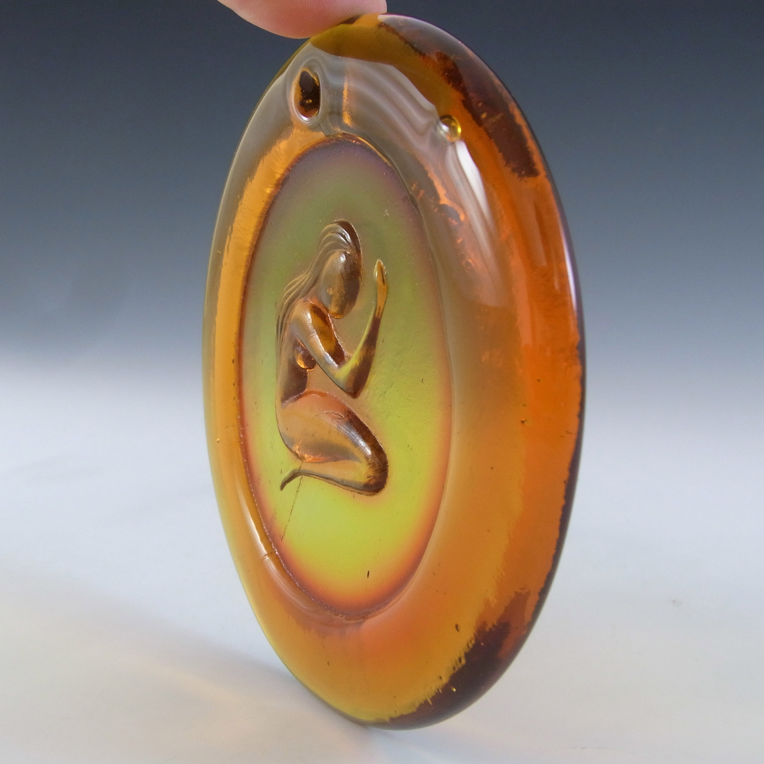 (image for) Ekenas Orange Vintage Glass 'Virgo' Zodiac Suncatcher - Click Image to Close