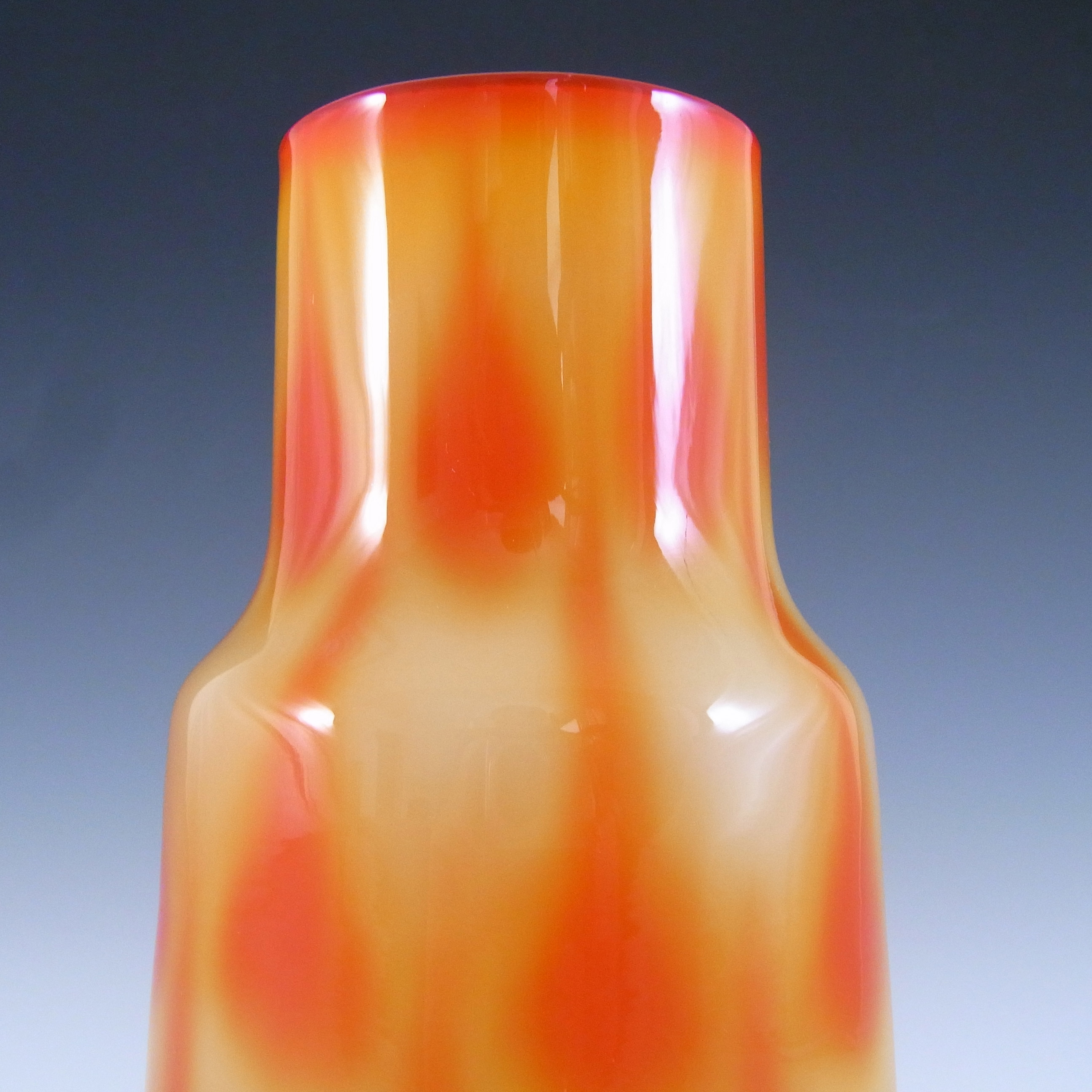 (image for) Elme Vintage Scandinavian Orange Cased Glass Peacock Vase - Click Image to Close