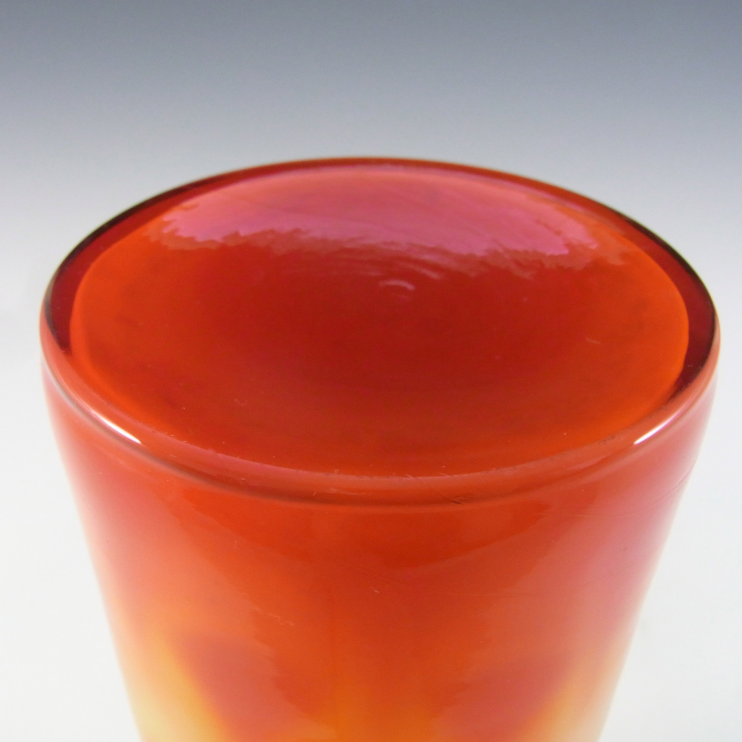 (image for) Elme Vintage Scandinavian Orange Cased Glass Peacock Vase - Click Image to Close