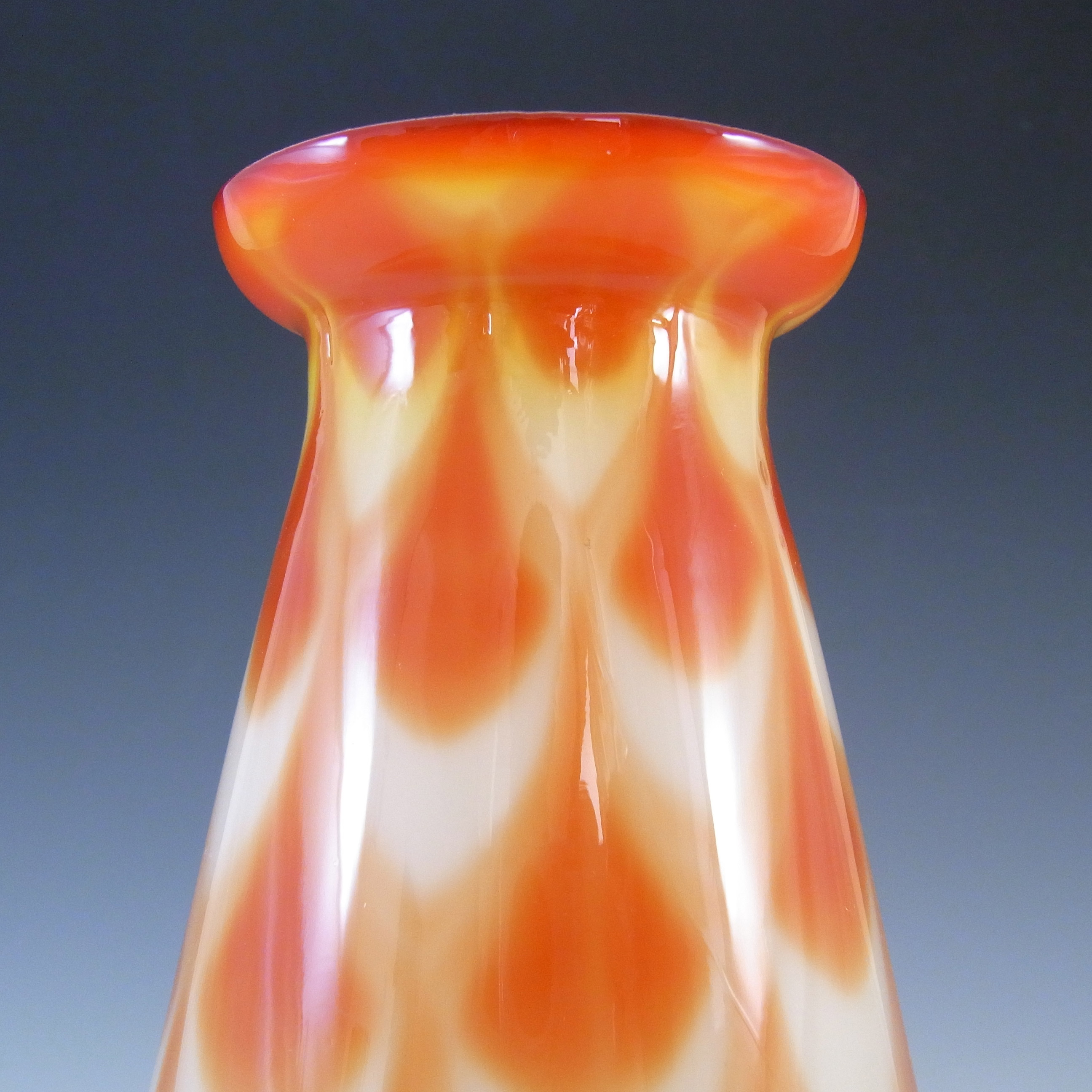 (image for) Elme 1970's Scandinavian Orange Retro Glass Peacock Vase - Click Image to Close