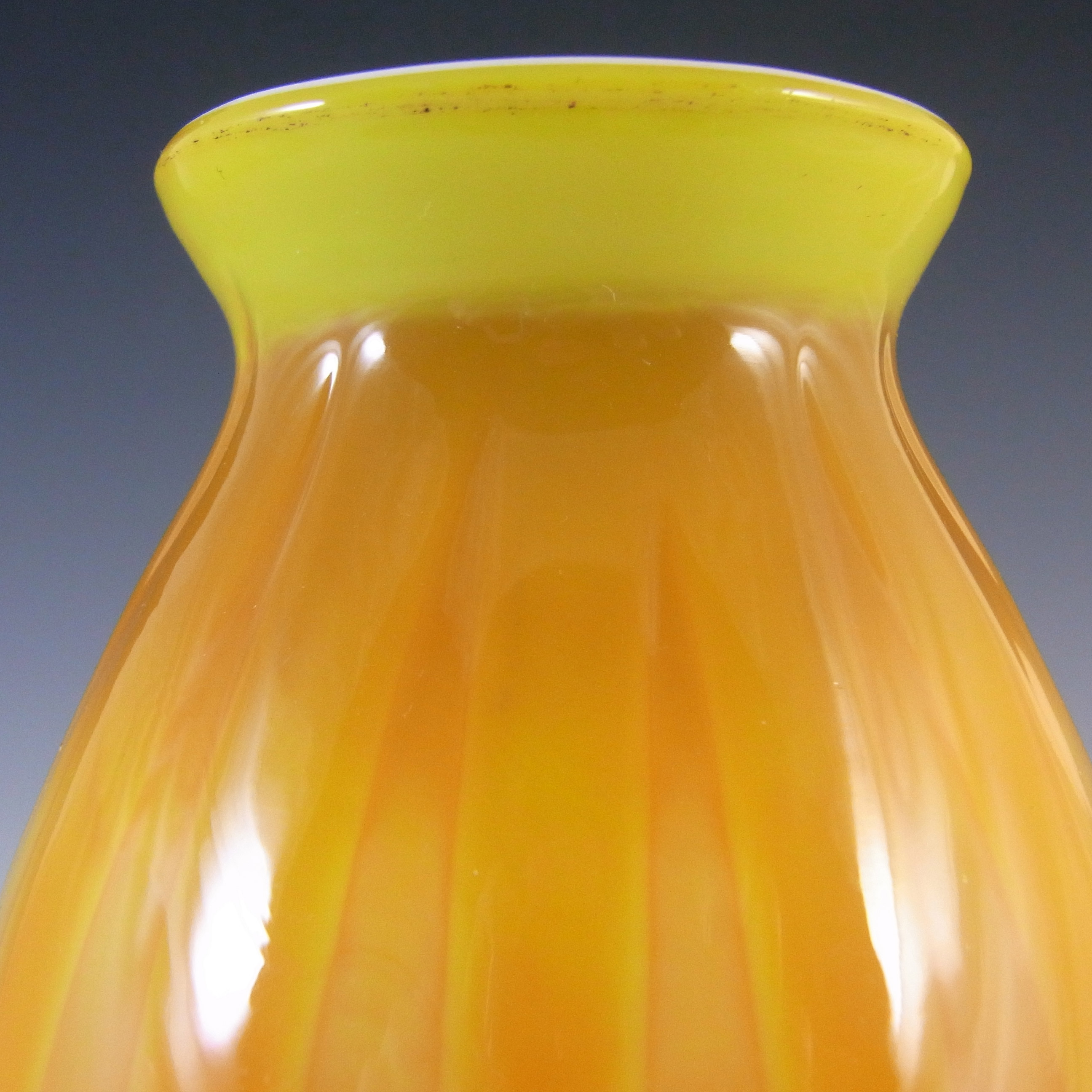 (image for) Elme Vintage Scandinavian Yellow Cased Glass Striped Vase - Click Image to Close