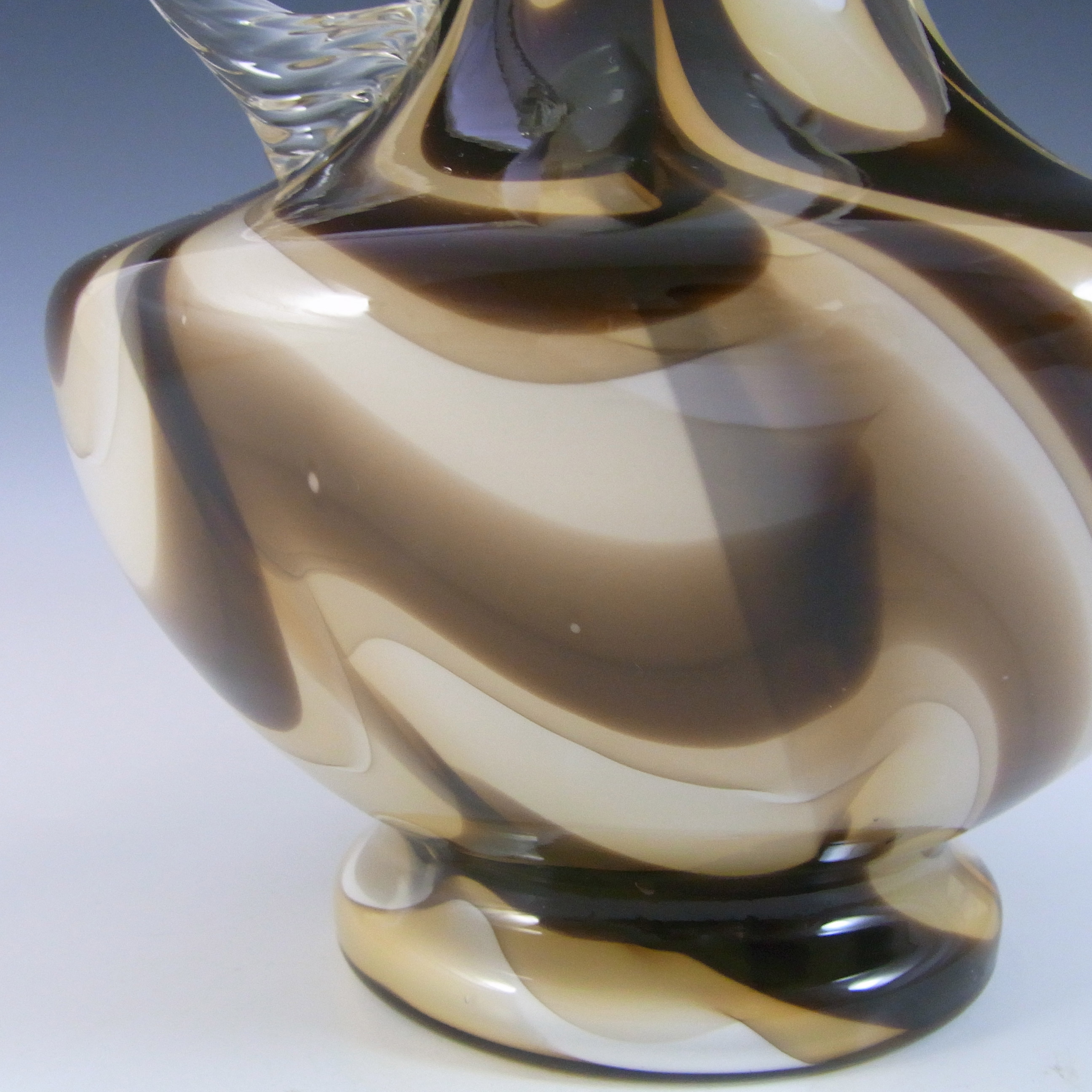 V.B. Opaline Florence Empoli Marbled White & Brown Glass Vase/Jug - Click Image to Close