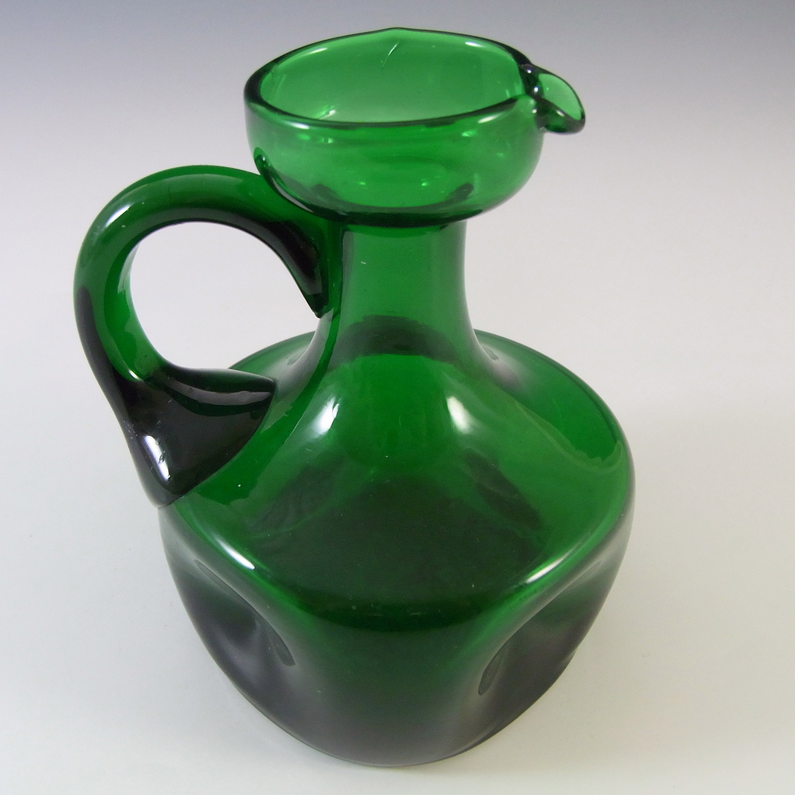 Empoli Verde Italian Green Glass Dimpled Jug/Pitcher - Click Image to Close
