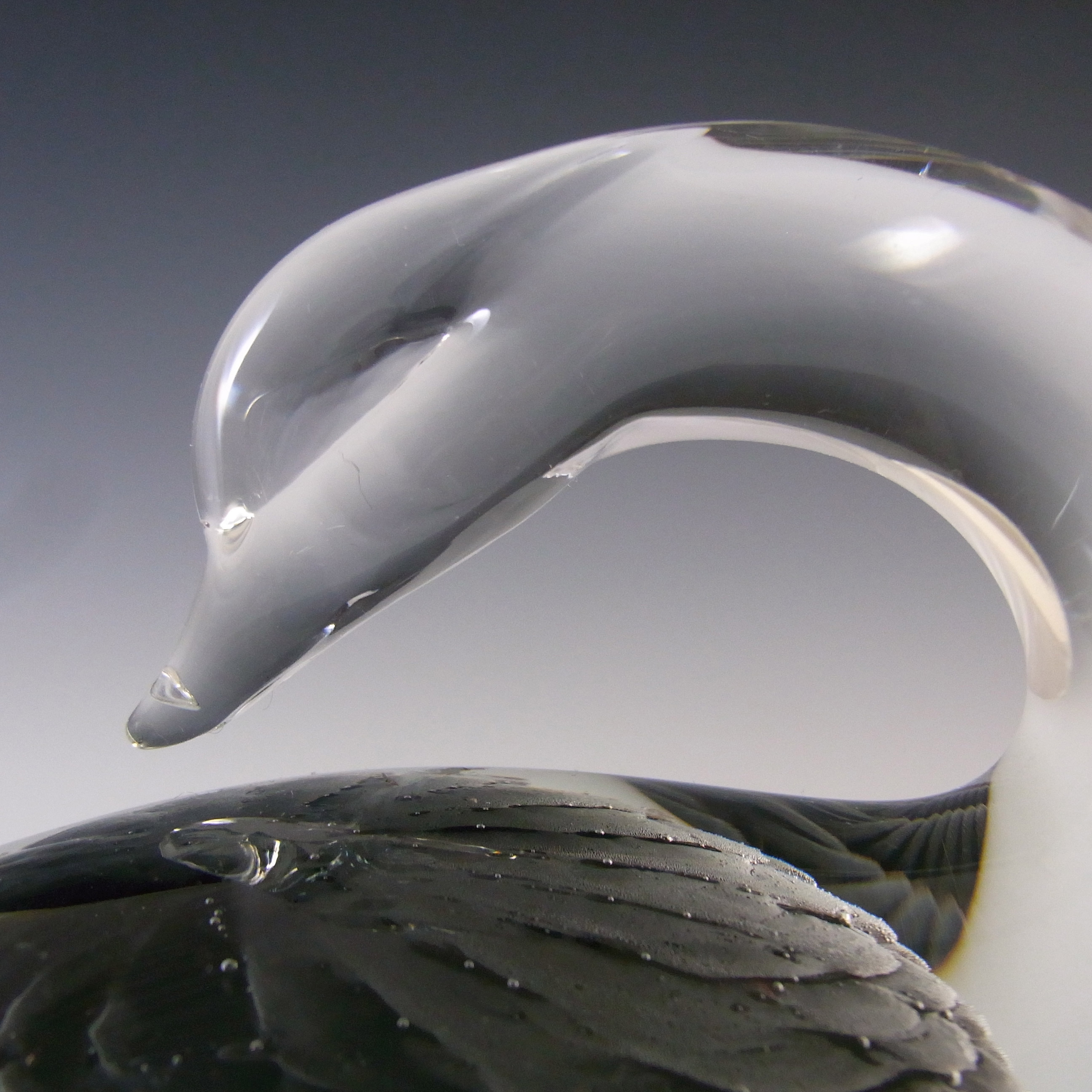 (image for) SIGNED FM Konstglas / Marcolin Fumato Glass Swan or Duck - Click Image to Close