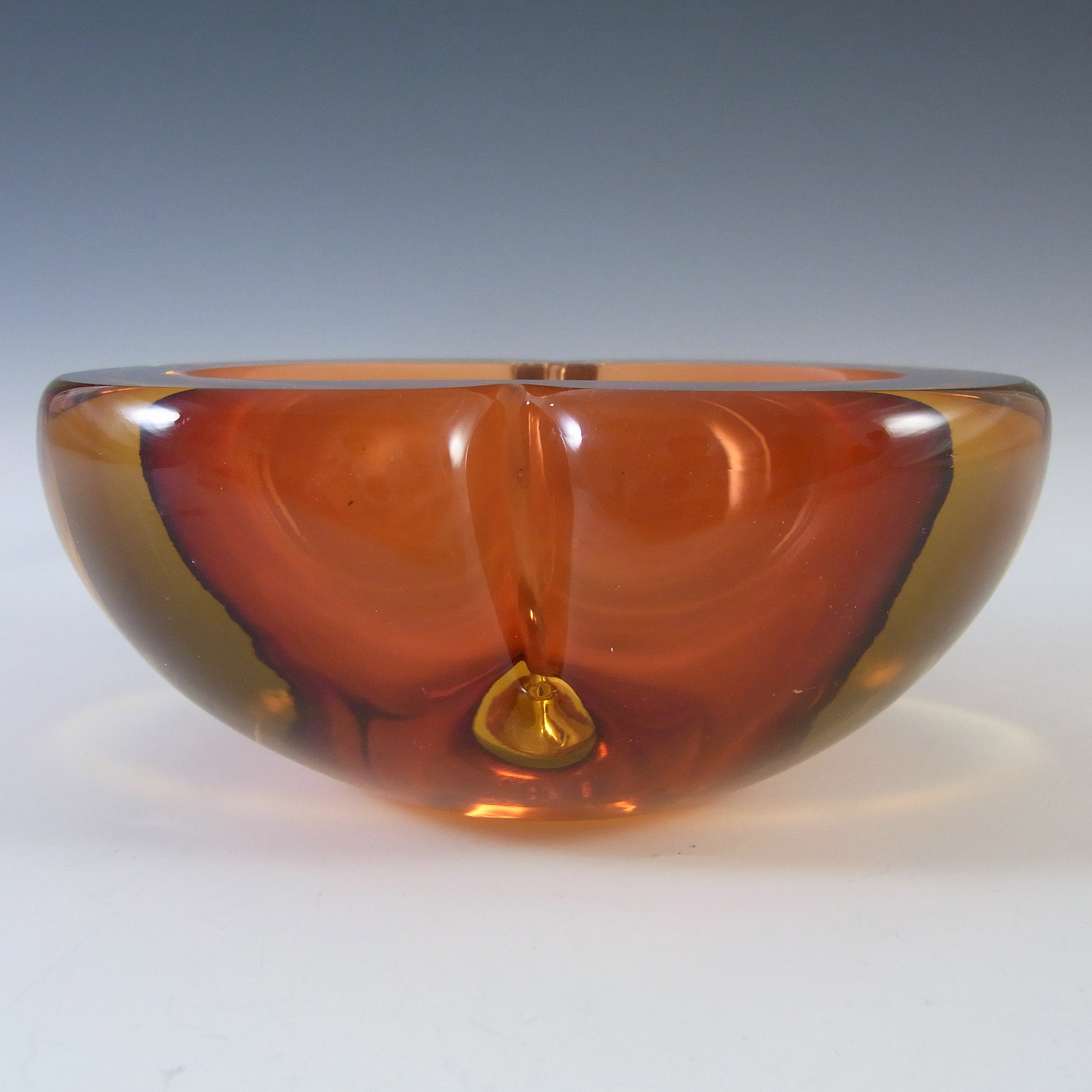 Murano Geode Brown & Amber Sommerso Glass Figure Eight Bowl - Click Image to Close