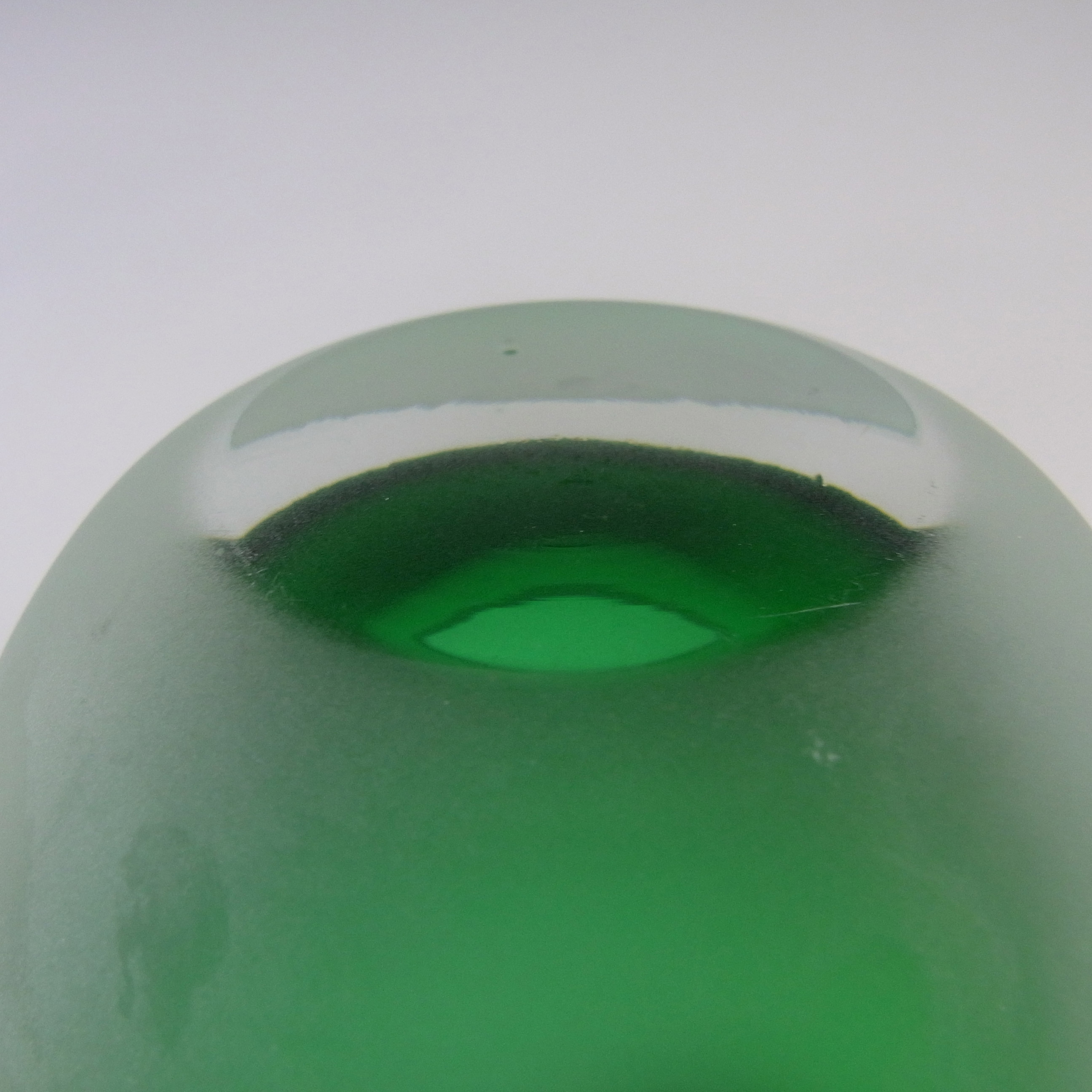 Green & Frosted Cased Glass Geode Bowl/Candle Votive - Click Image to Close