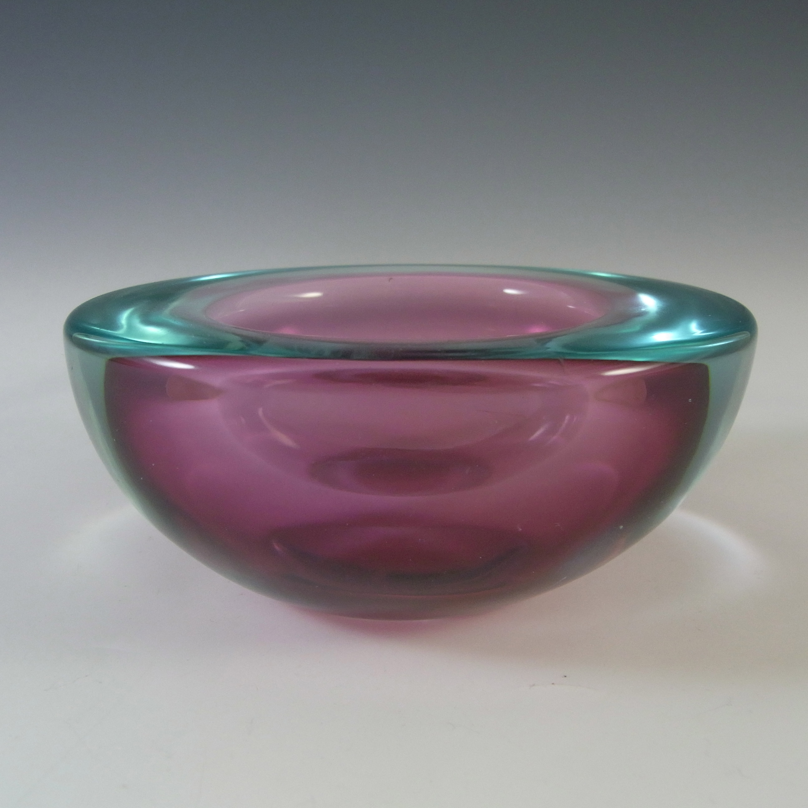Murano Geode Pink & Turquoise Sommerso Glass Circle Bowl - Click Image to Close