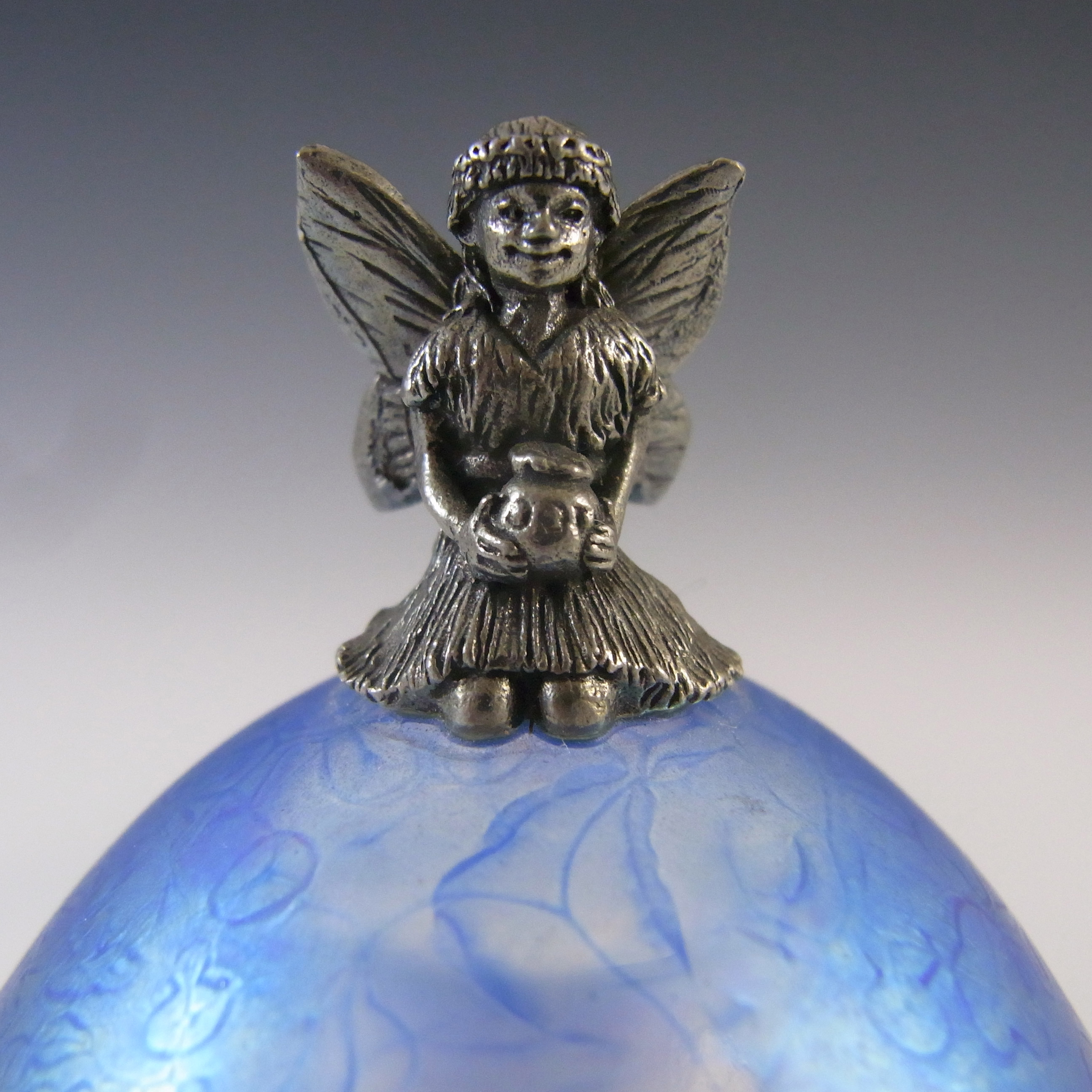 (image for) Heron Glass Blue Iridescent Mushroom & Fairy Sculpture - Click Image to Close