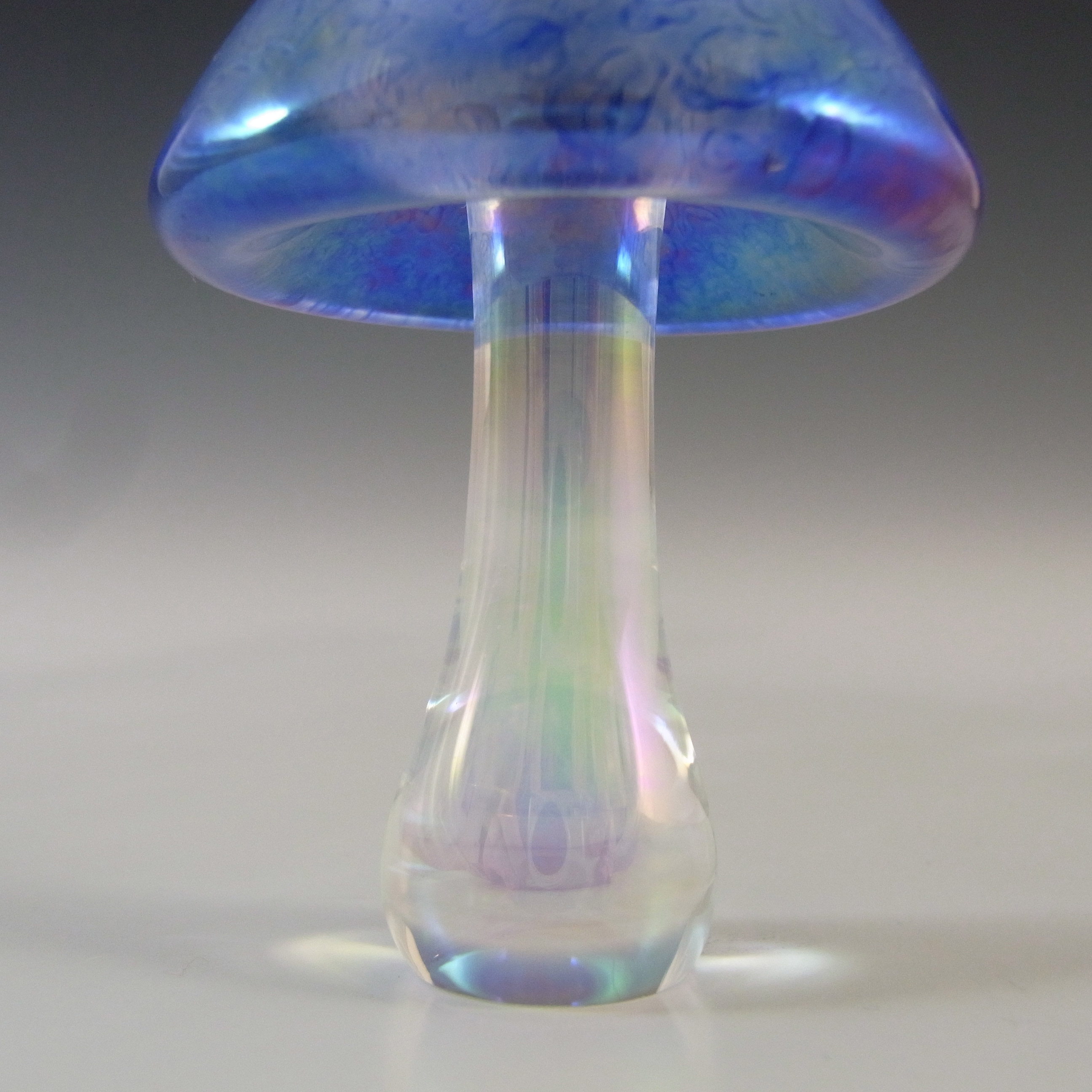 (image for) Heron Glass Blue Iridescent Mushroom & Fairy Sculpture - Click Image to Close