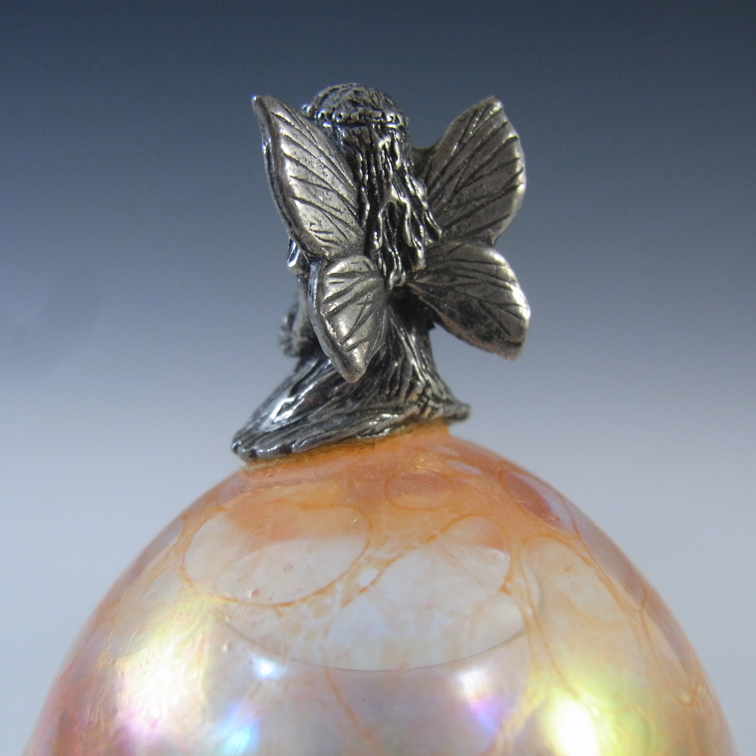 (image for) Heron Glass Pink Iridescent Mushroom & Fairy Sculpture - Click Image to Close