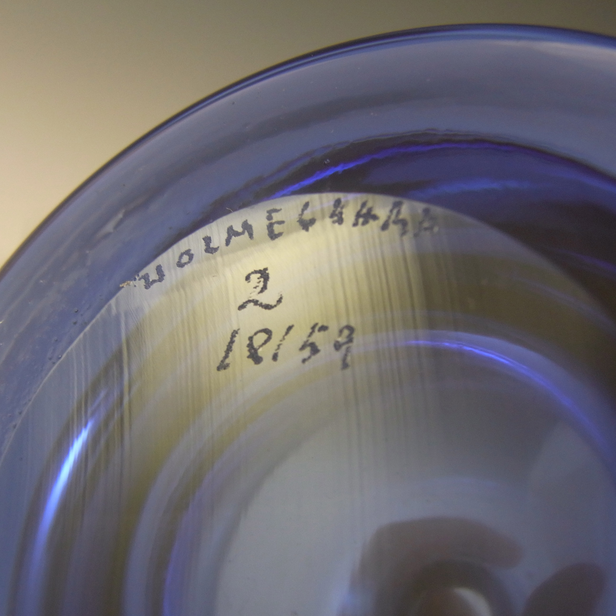 (image for) Holmegaard #18159 Per Lutken Blue Glass 'Safir' Vase - Signed - Click Image to Close