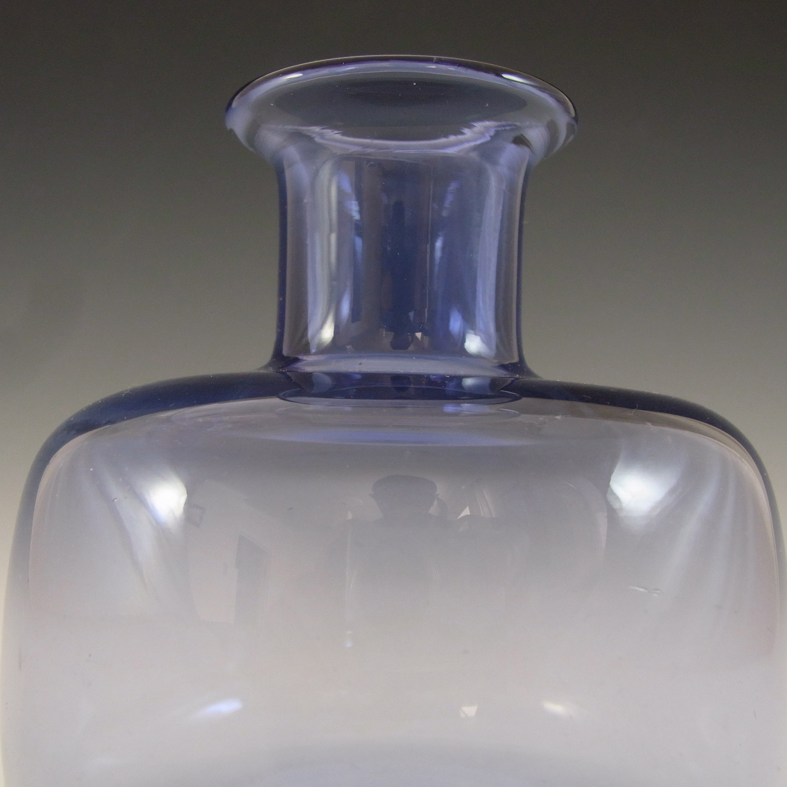 (image for) Holmegaard #18159 Per Lutken Blue Glass 'Safir' Vase - Signed - Click Image to Close