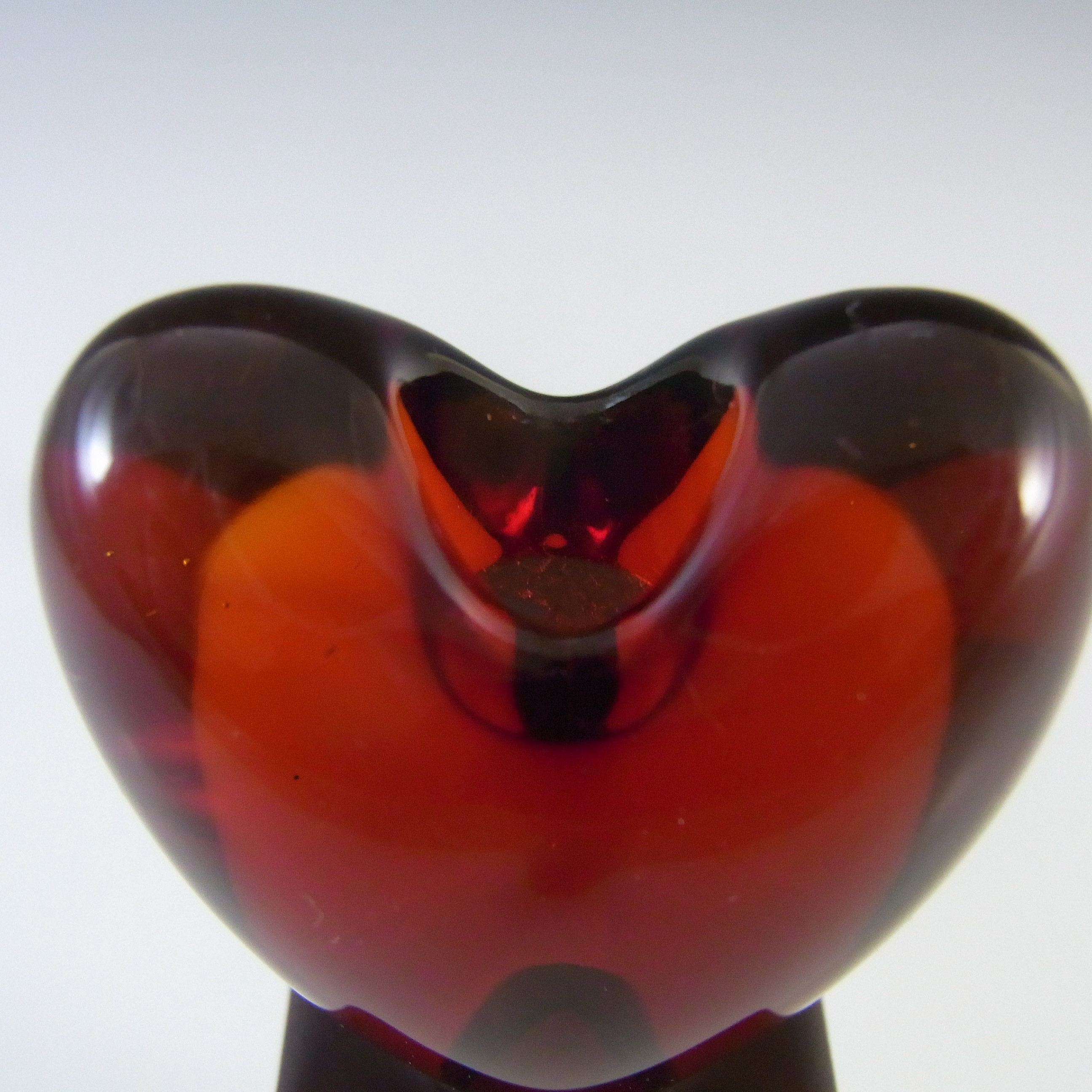 (image for) Holmegaard Red Glass 'Heart' Candlestick by Anja Kjær - Click Image to Close