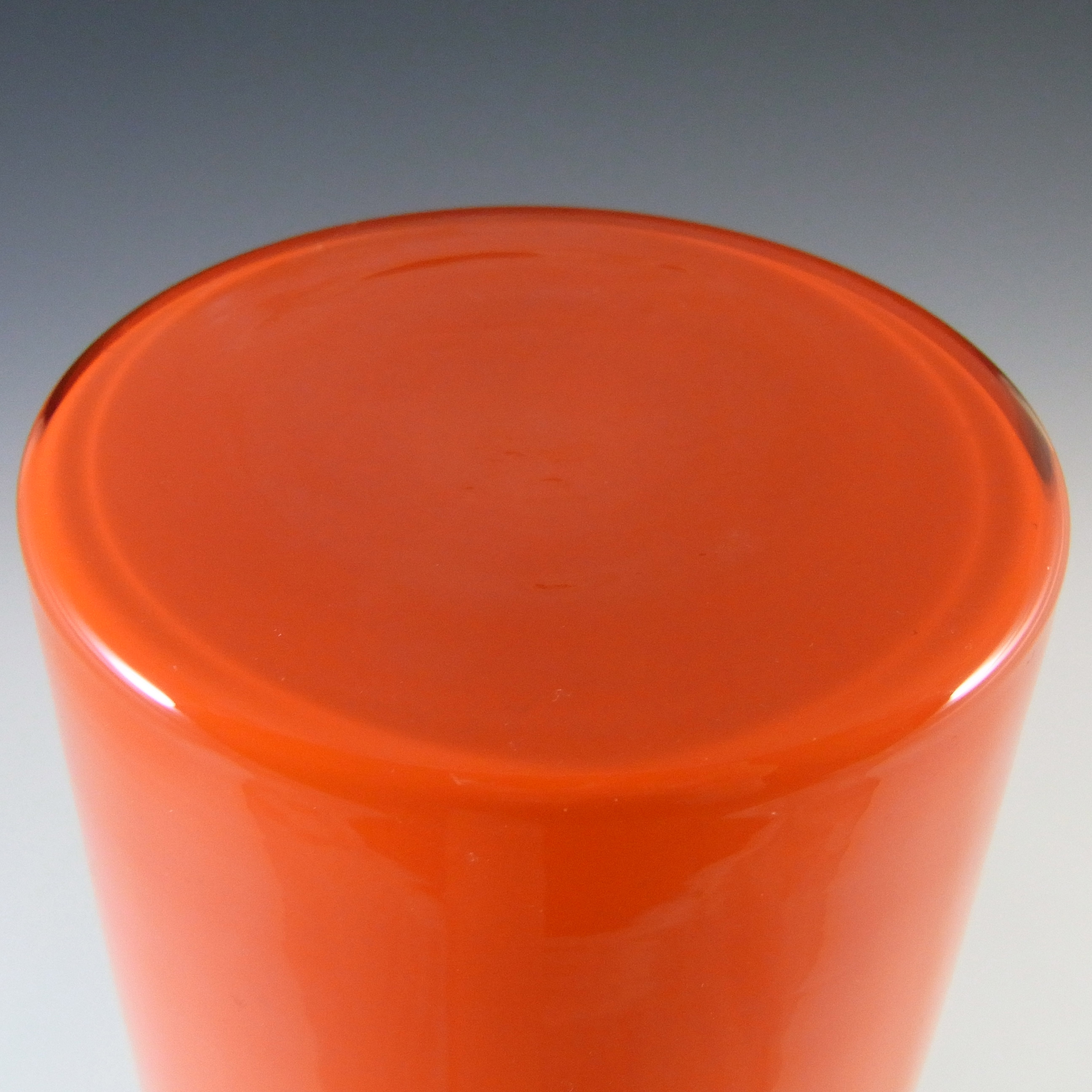 (image for) Holmegaard Otto Brauer Red Cased Glass 10" Gulvvase / Gul Vase - Click Image to Close