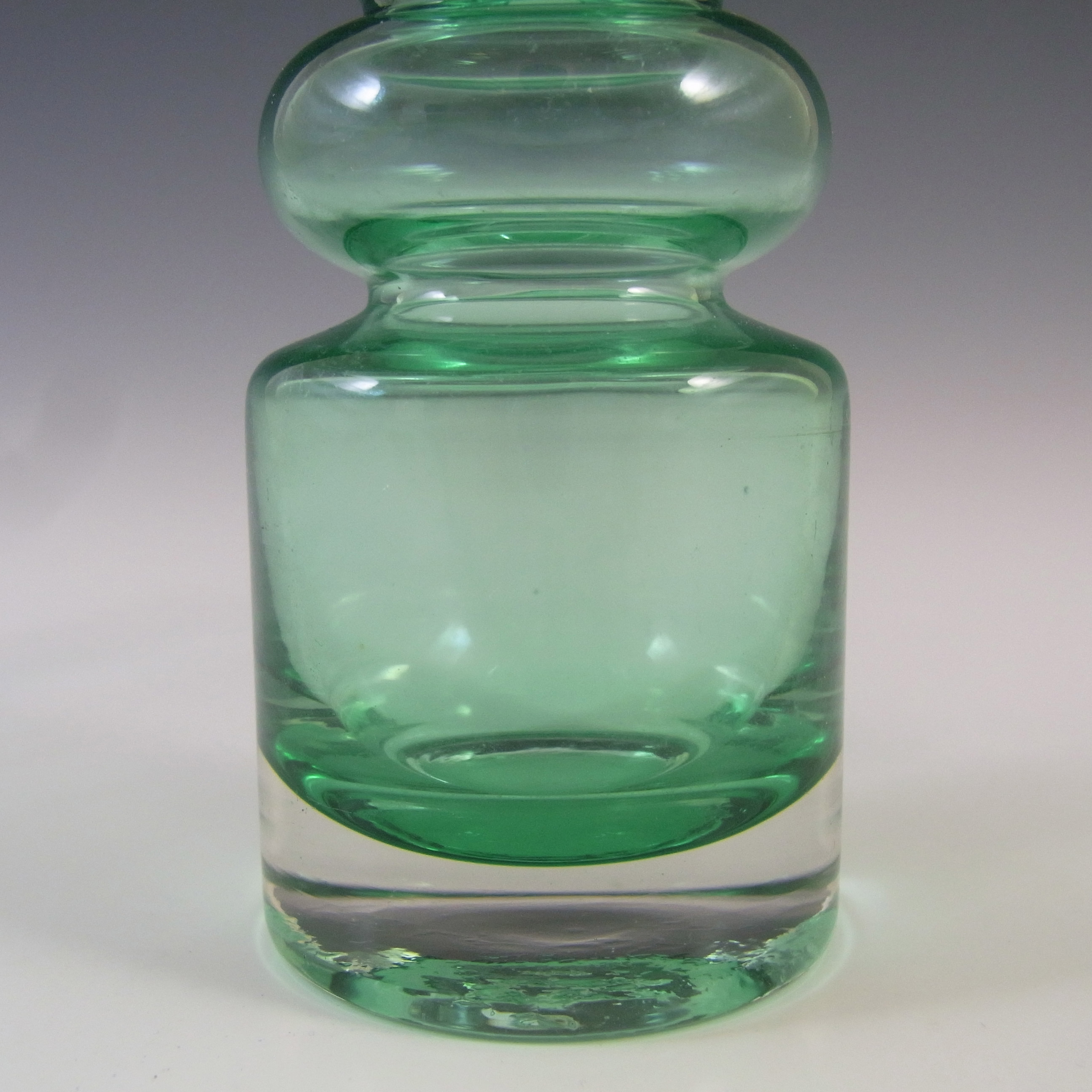 (image for) Scandinavian Style Cased Green Glass Hooped Vase - Click Image to Close