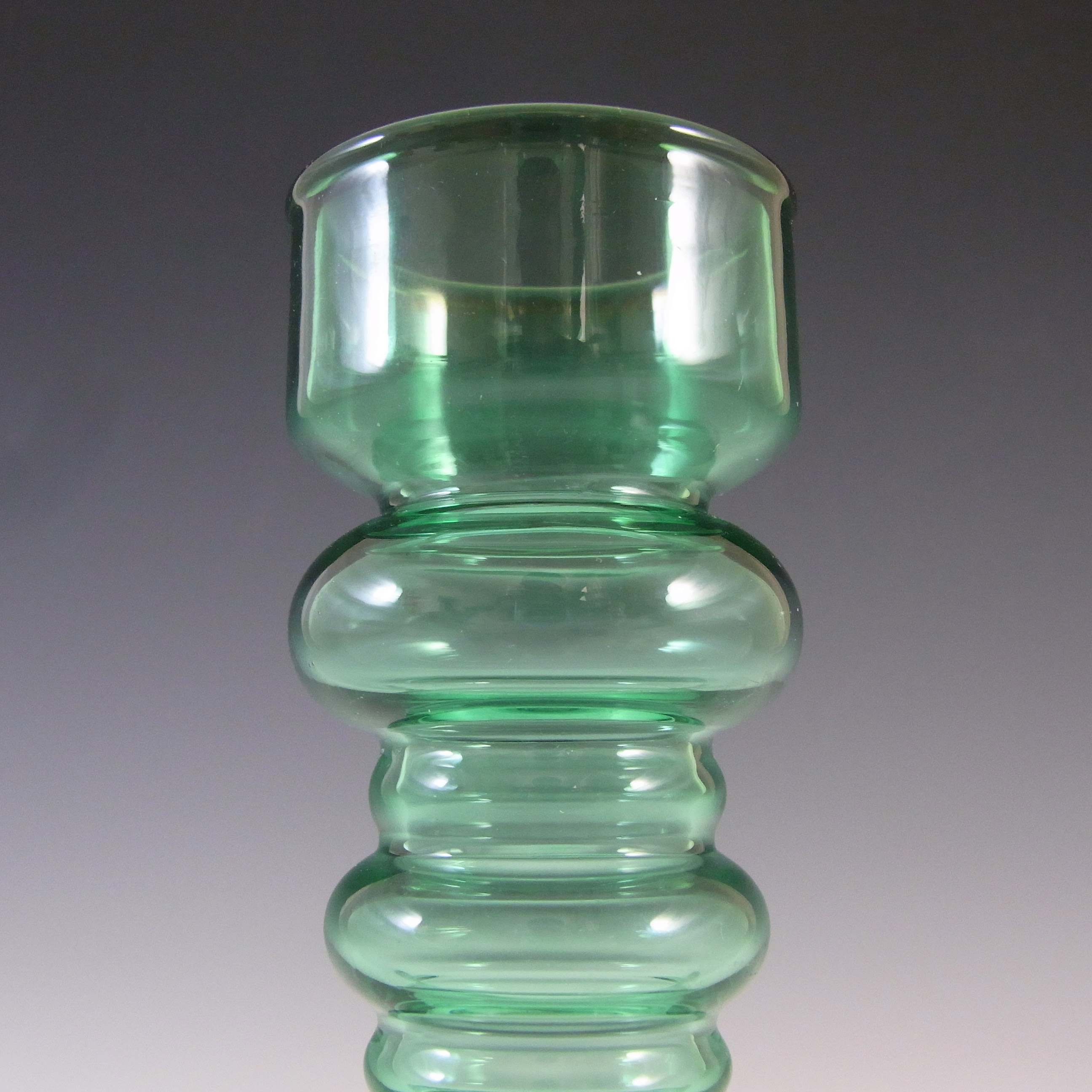 (image for) Scandinavian Style Cased Green Glass Hooped Vase - Click Image to Close