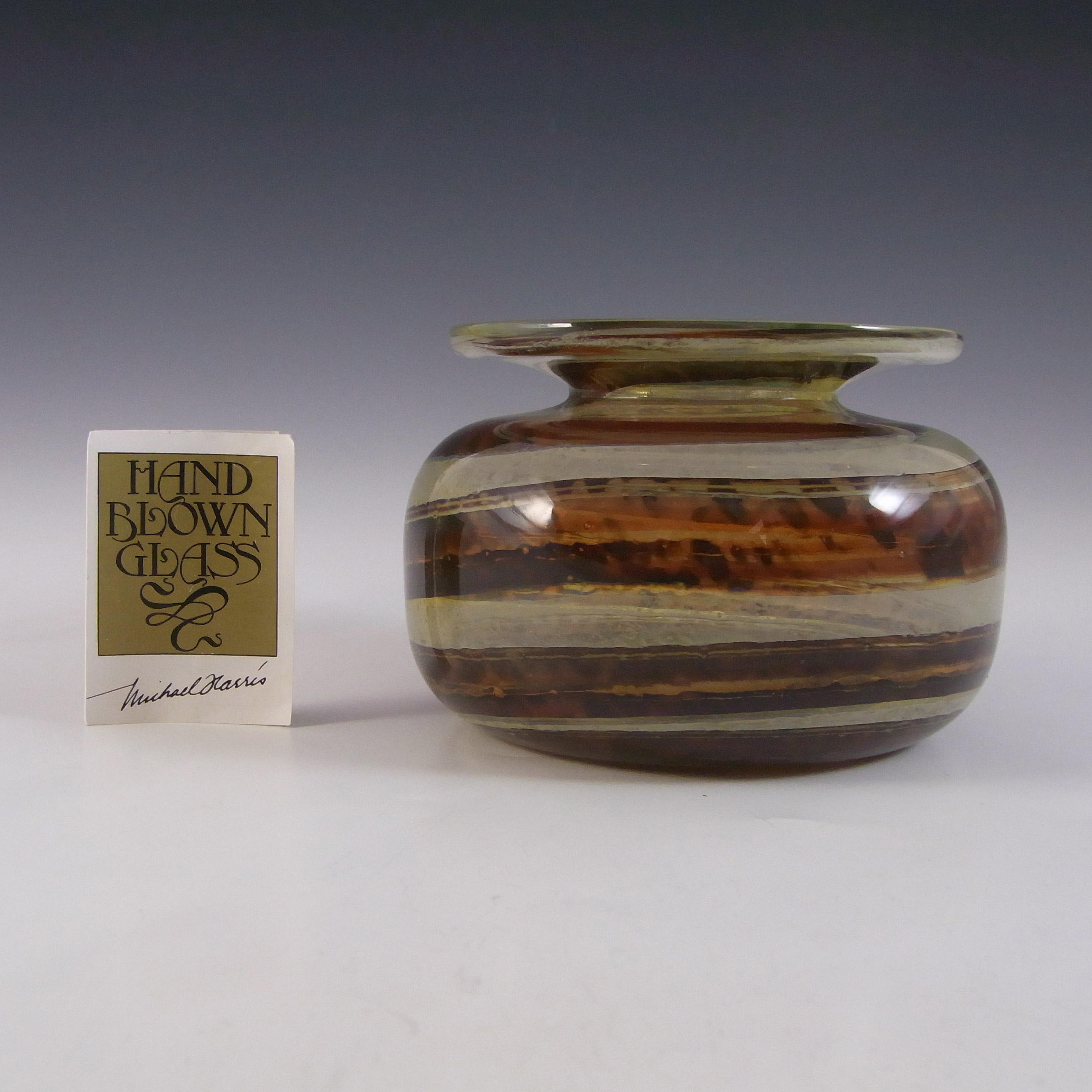 (image for) Isle of Wight Studio Tortoiseshell Glass Squat Vase by Michael Harris - Click Image to Close