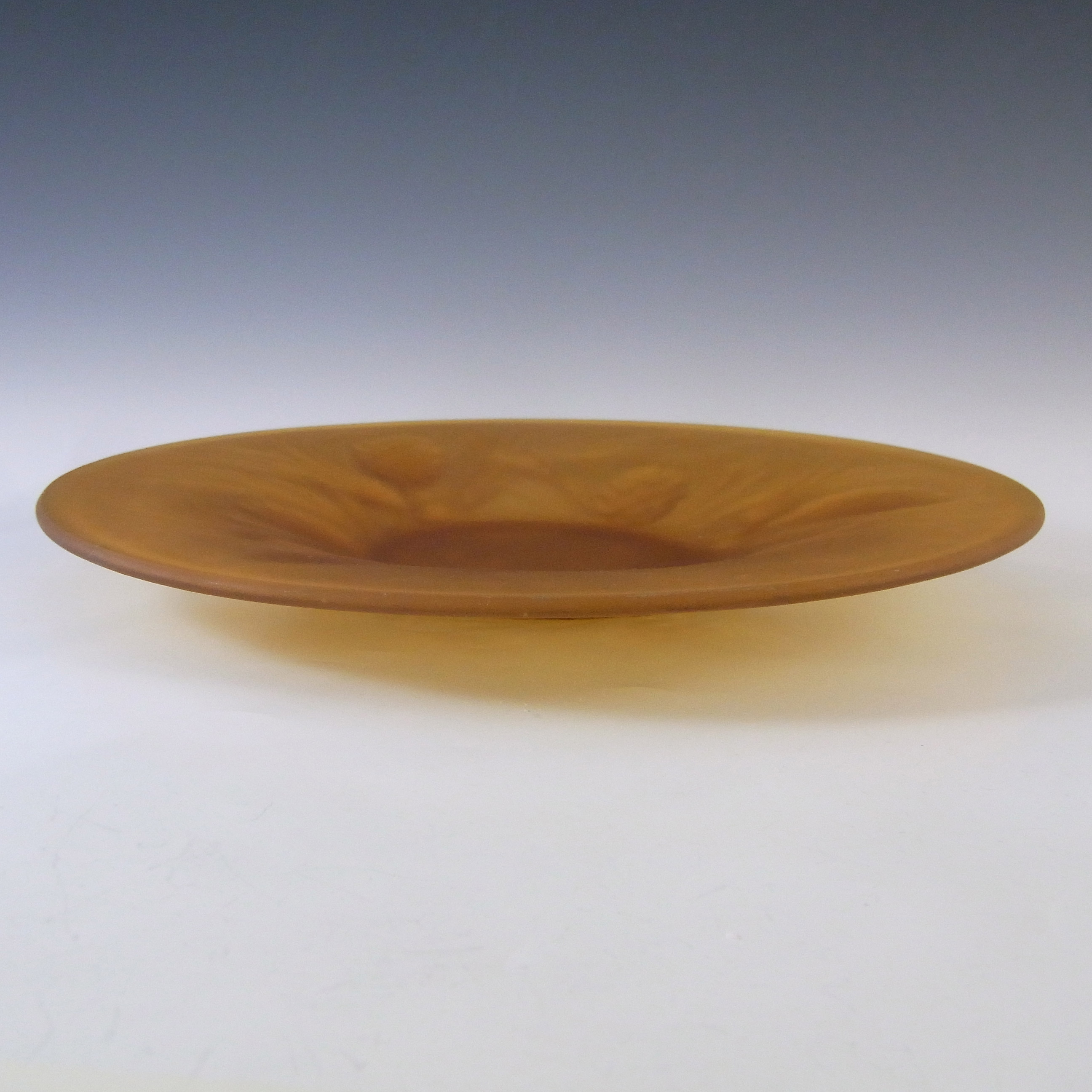 Jobling #5000 Art Deco Frosted Amber Glass Fircone Plate / Dish - Click Image to Close