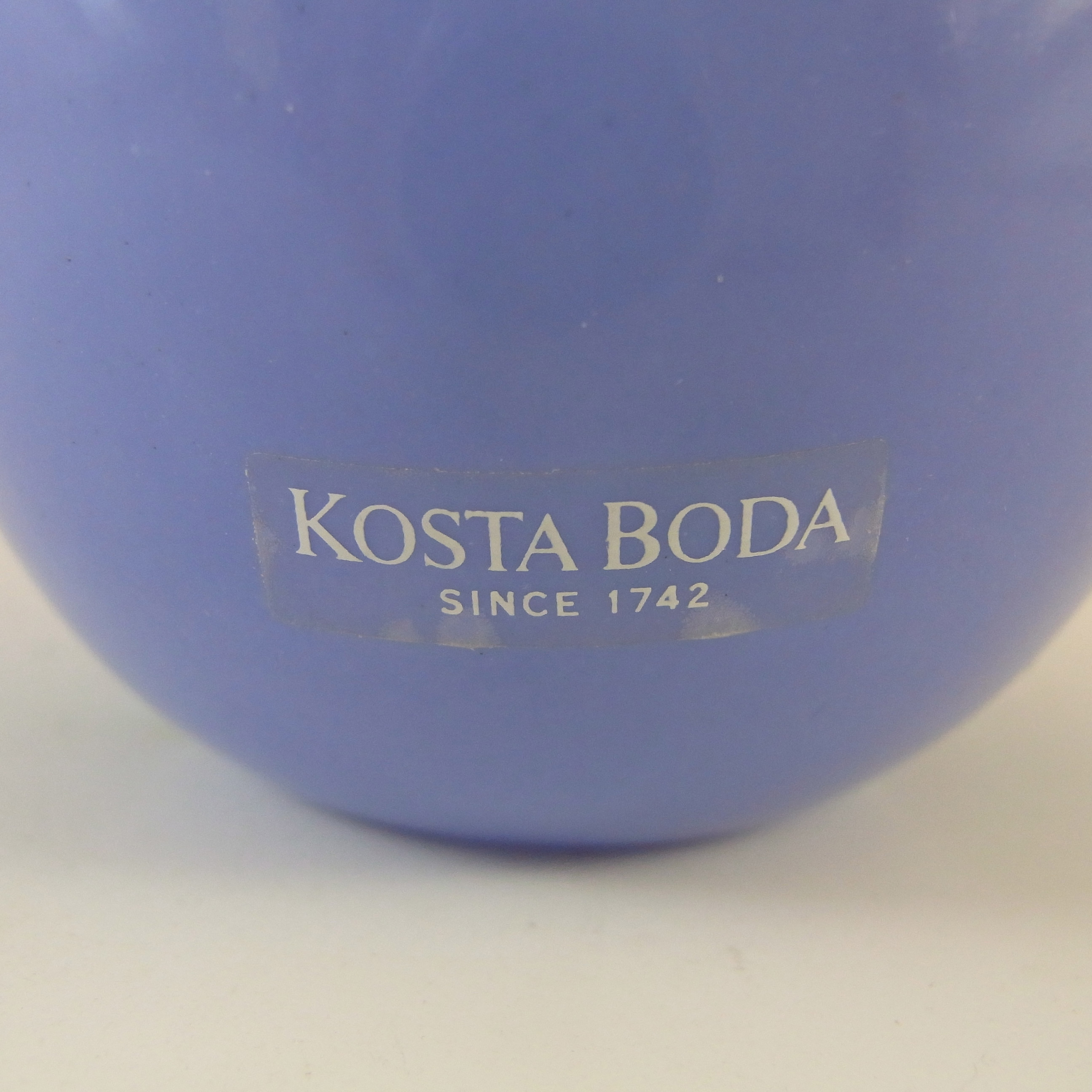 SIGNED Kosta Boda Blue Glass Vase by Gunnel Sahlin - Click Image to Close