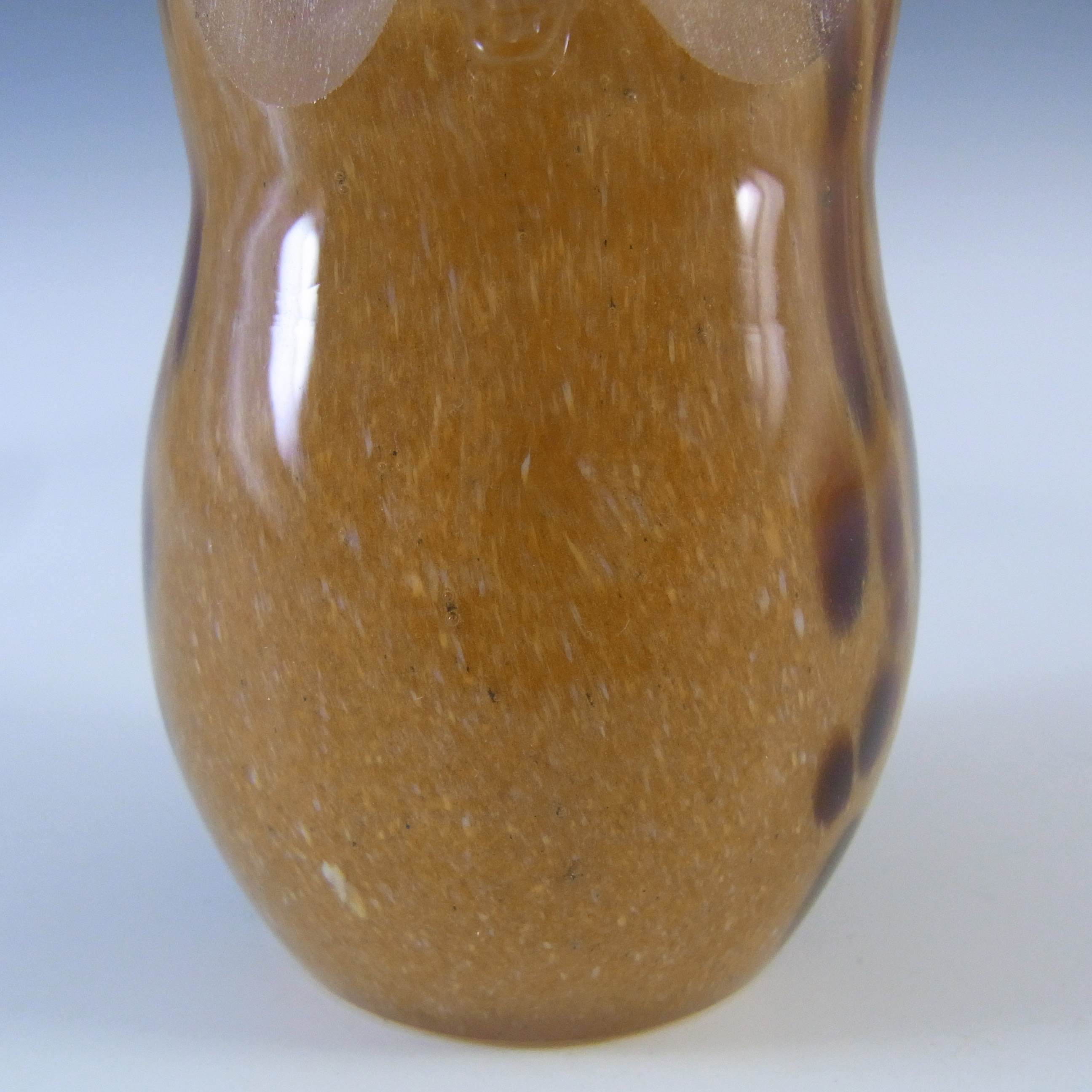 MARKED Langham British Vintage Speckled Brown Glass Owl - Click Image to Close