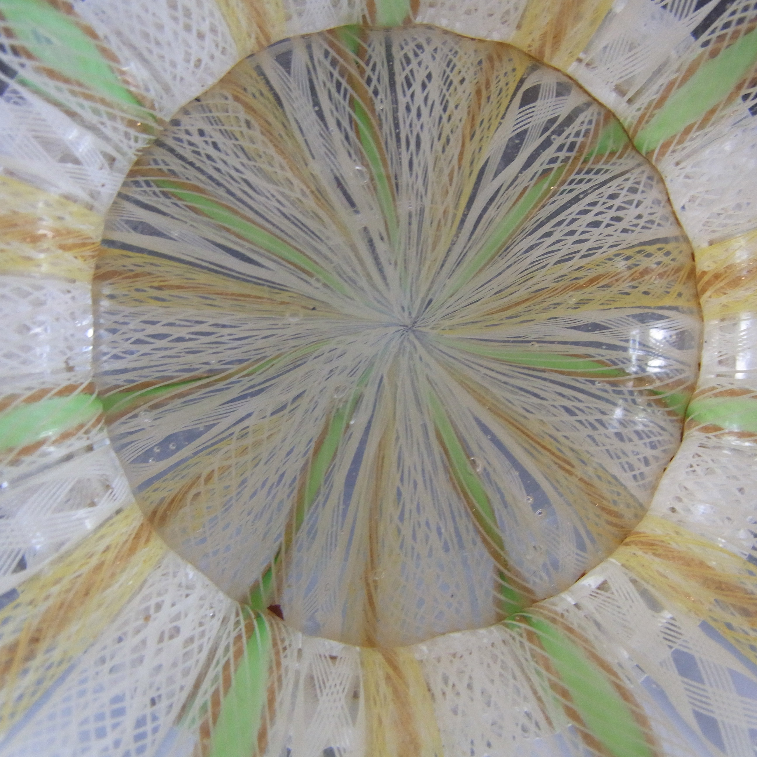 (image for) Salviati Murano Zanfirico & Aventurine Green & Yellow Glass Bowl - Click Image to Close