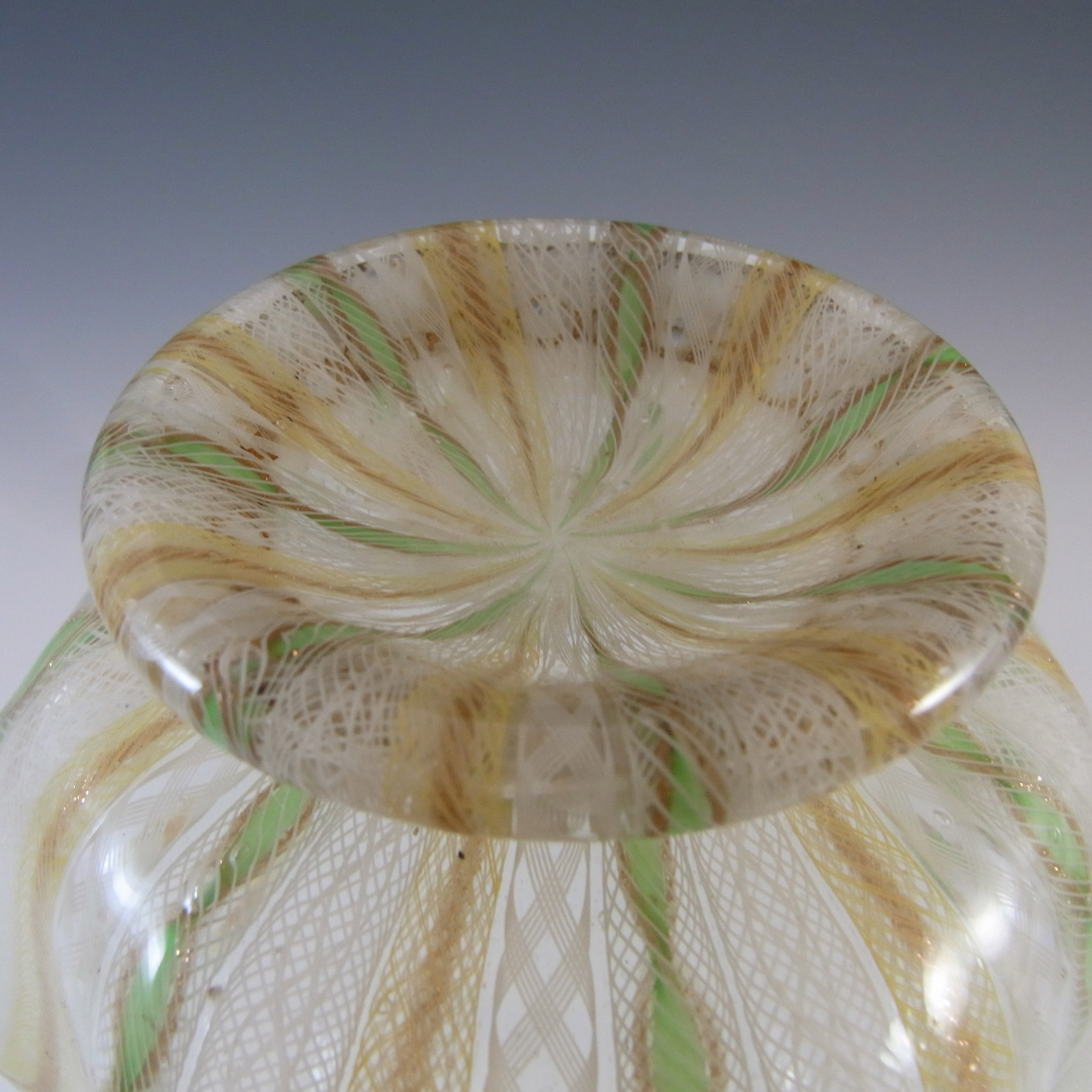 (image for) Salviati Murano Zanfirico & Aventurine Green & Yellow Glass Bowl - Click Image to Close